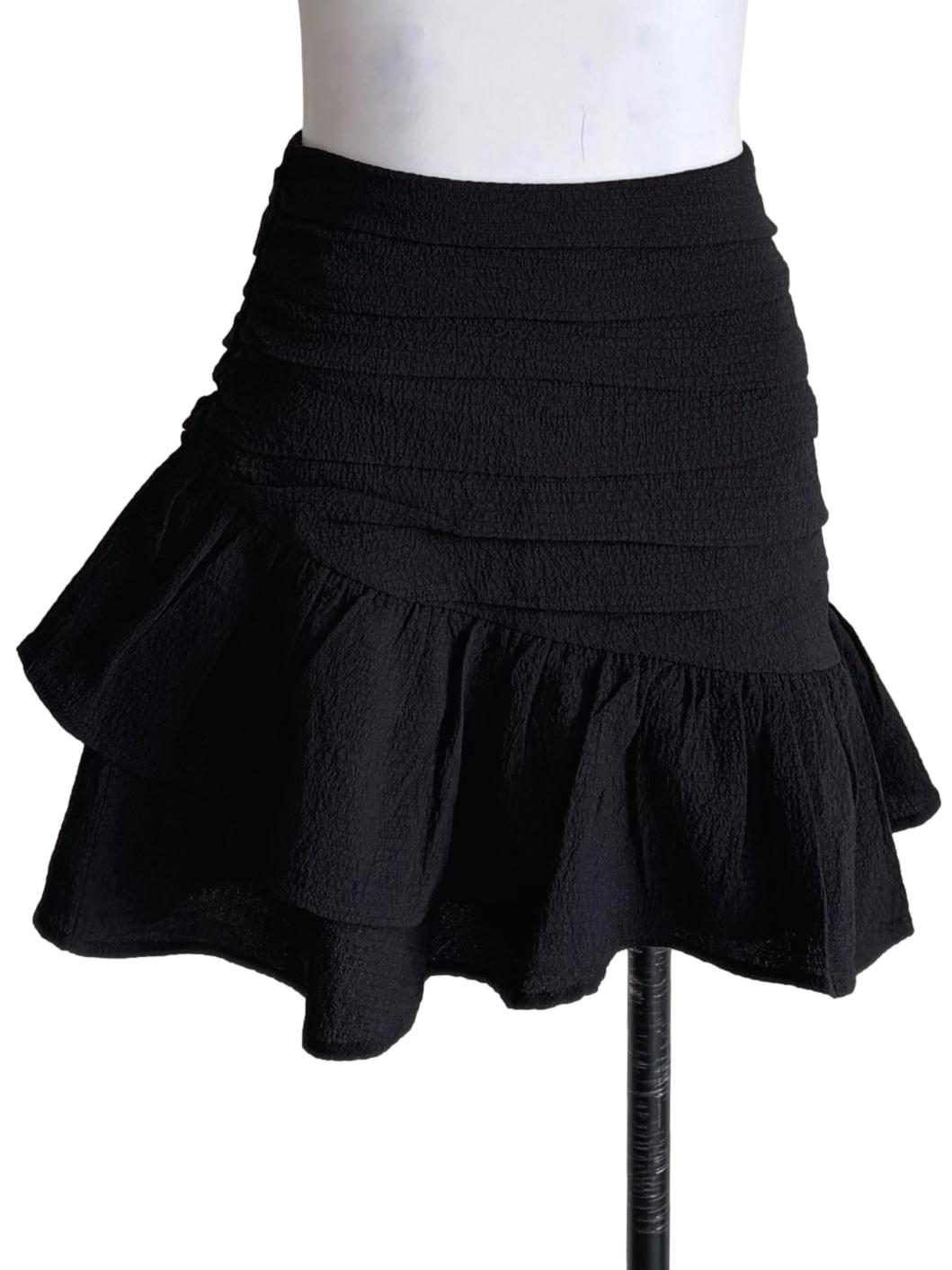 Raven Black Tierred Mini Skirt