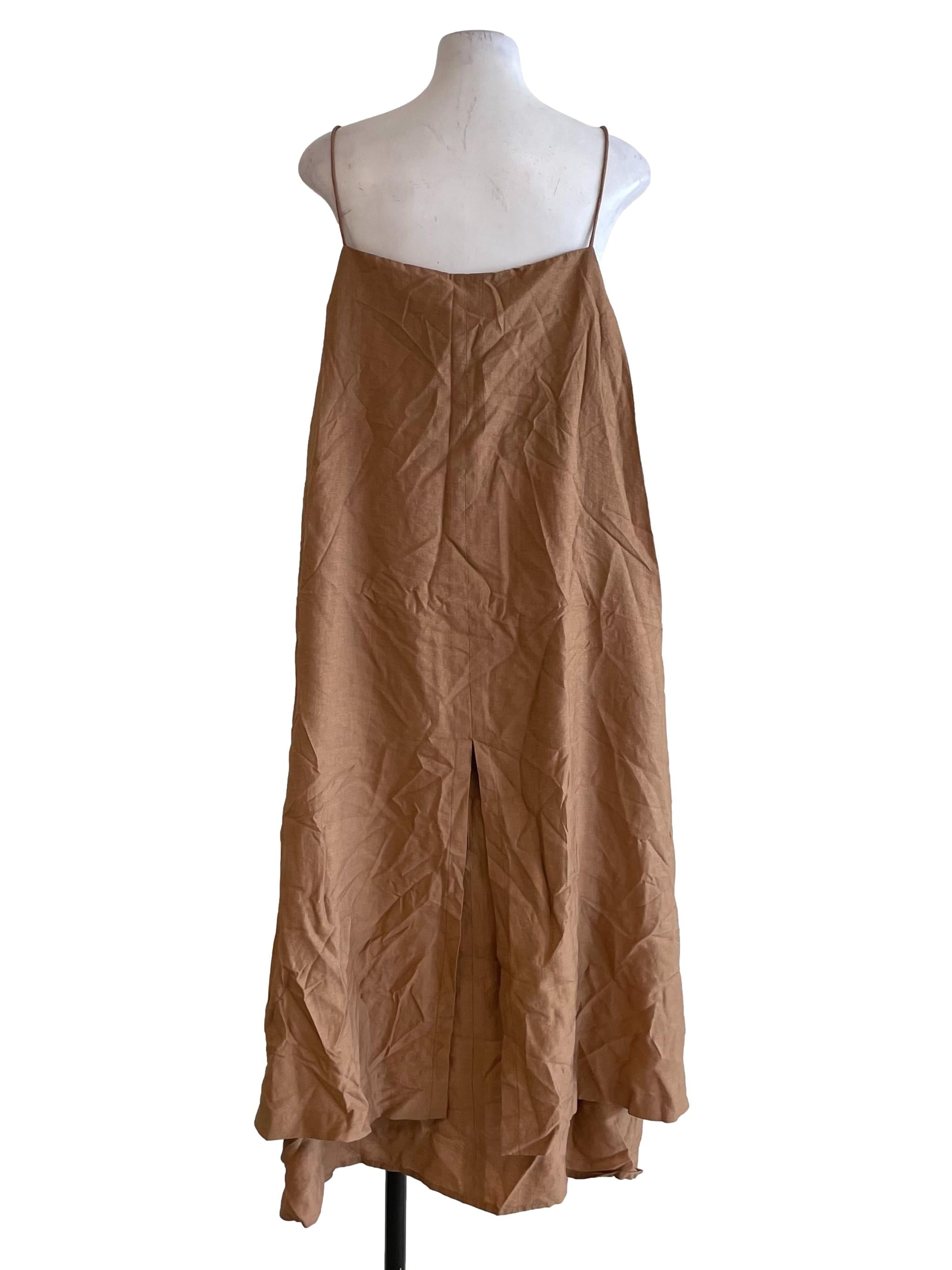 Tawny Irregular Slit Flowy Dress