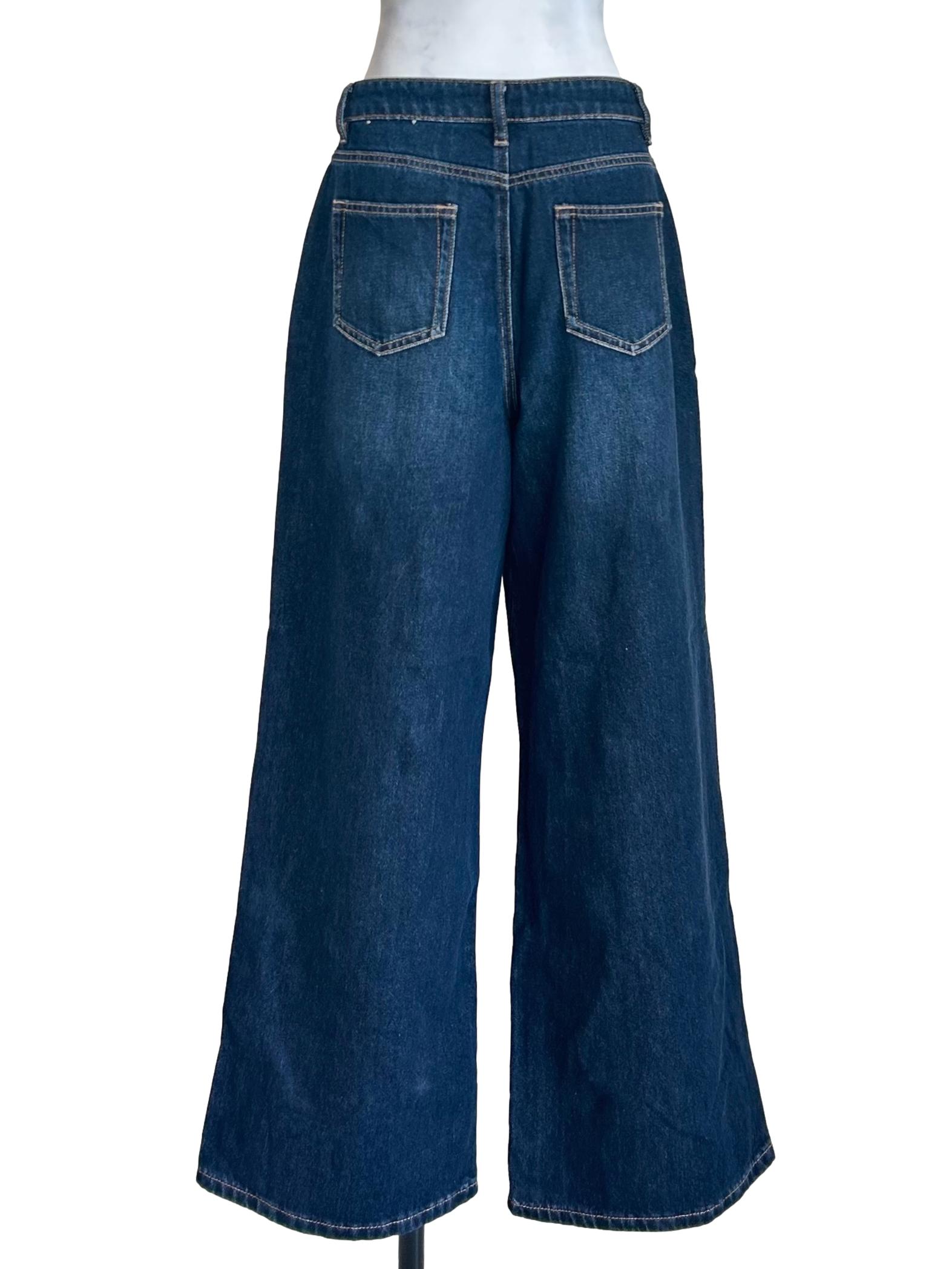 Dark Blue Rosette Accent Jeans