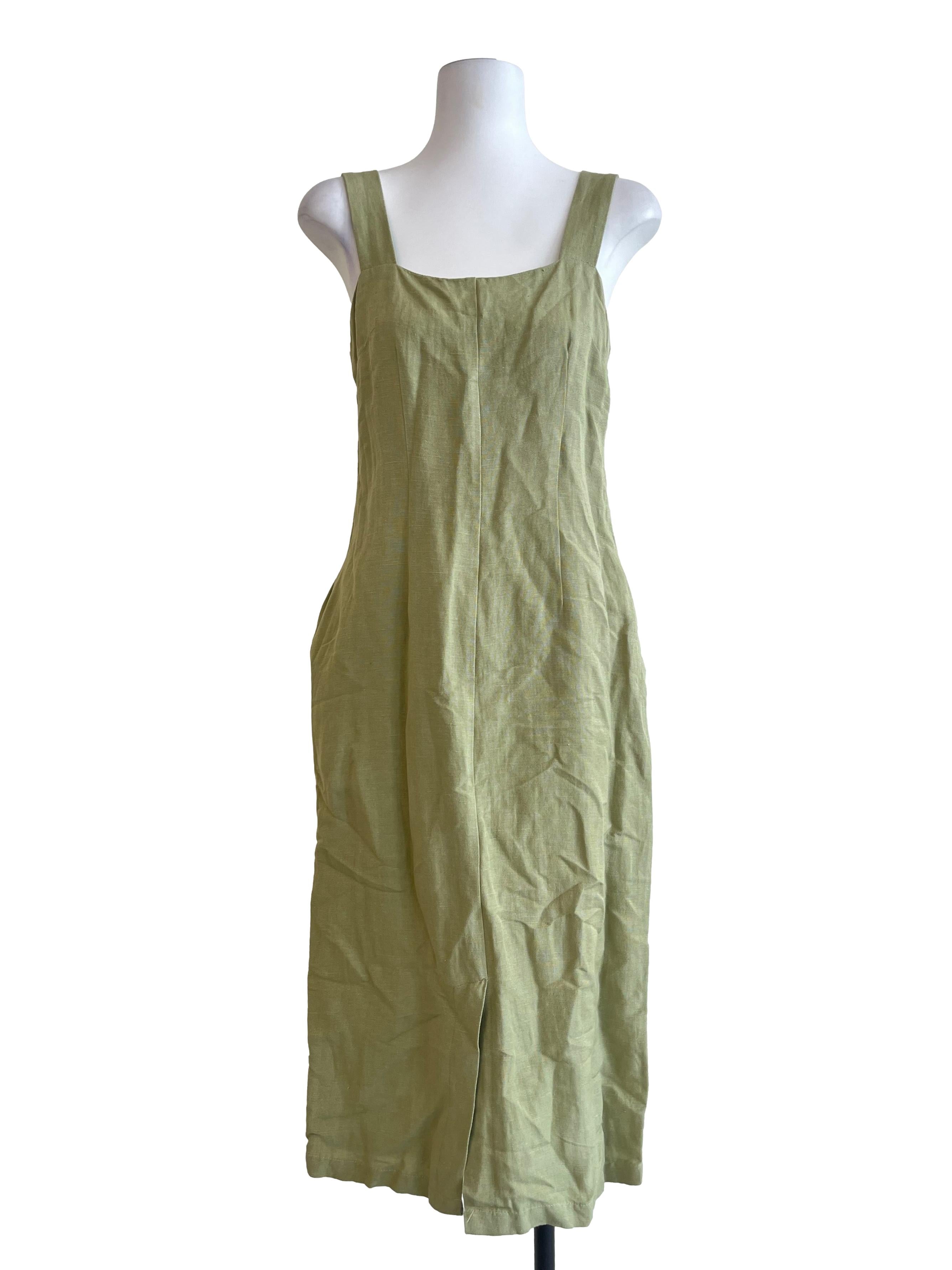 Sage Green Straight Across A-Line Dress