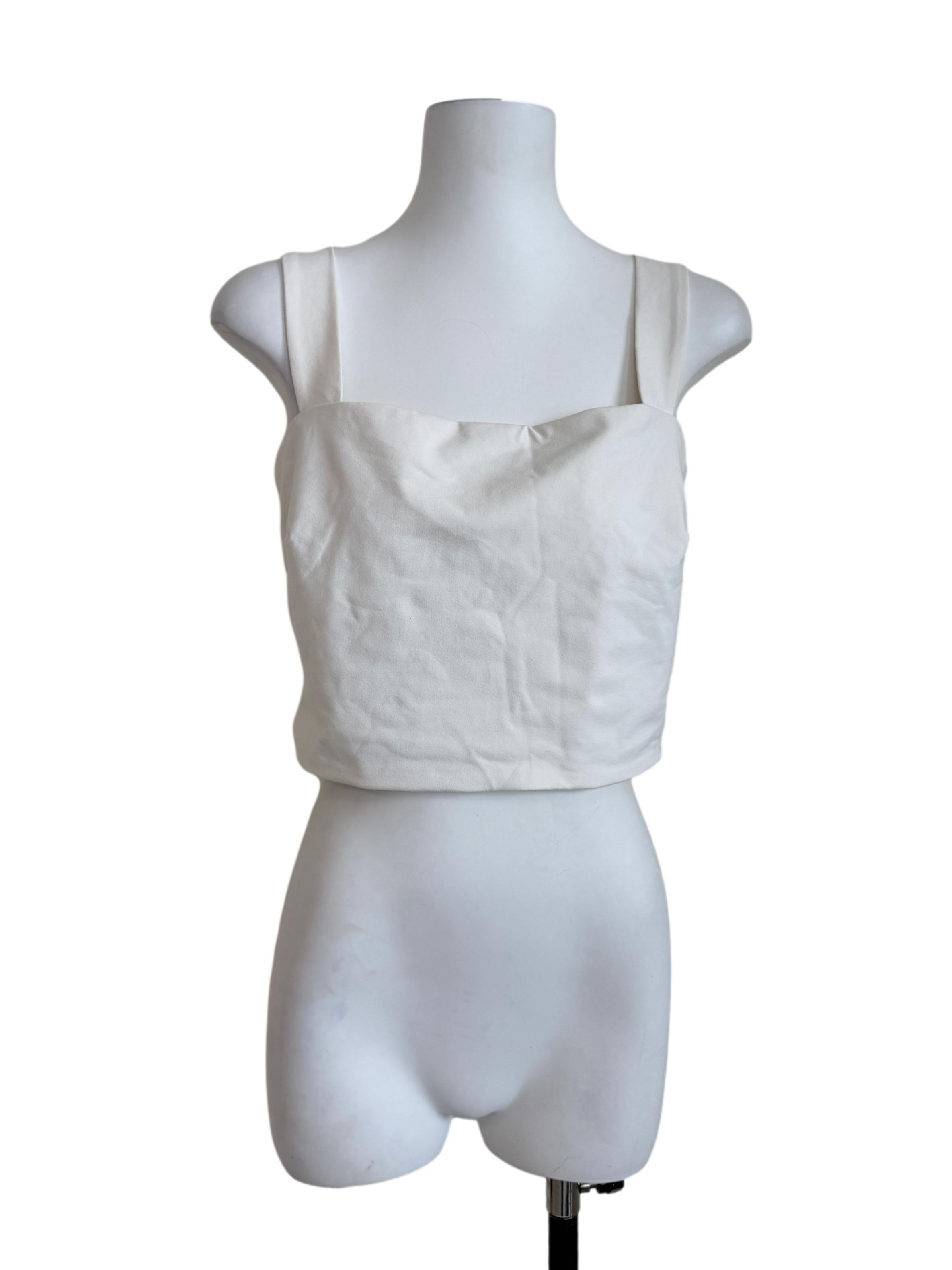 White Square Neck Top
