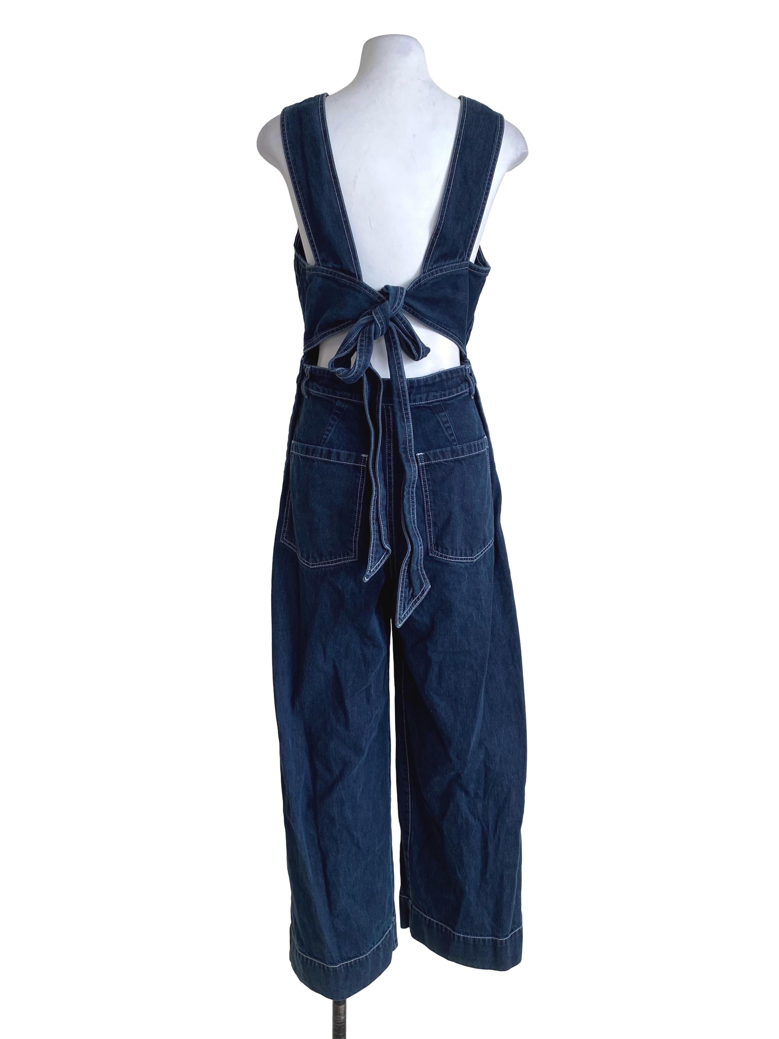 Dark Ocean Denim Blue V-Neck Romper