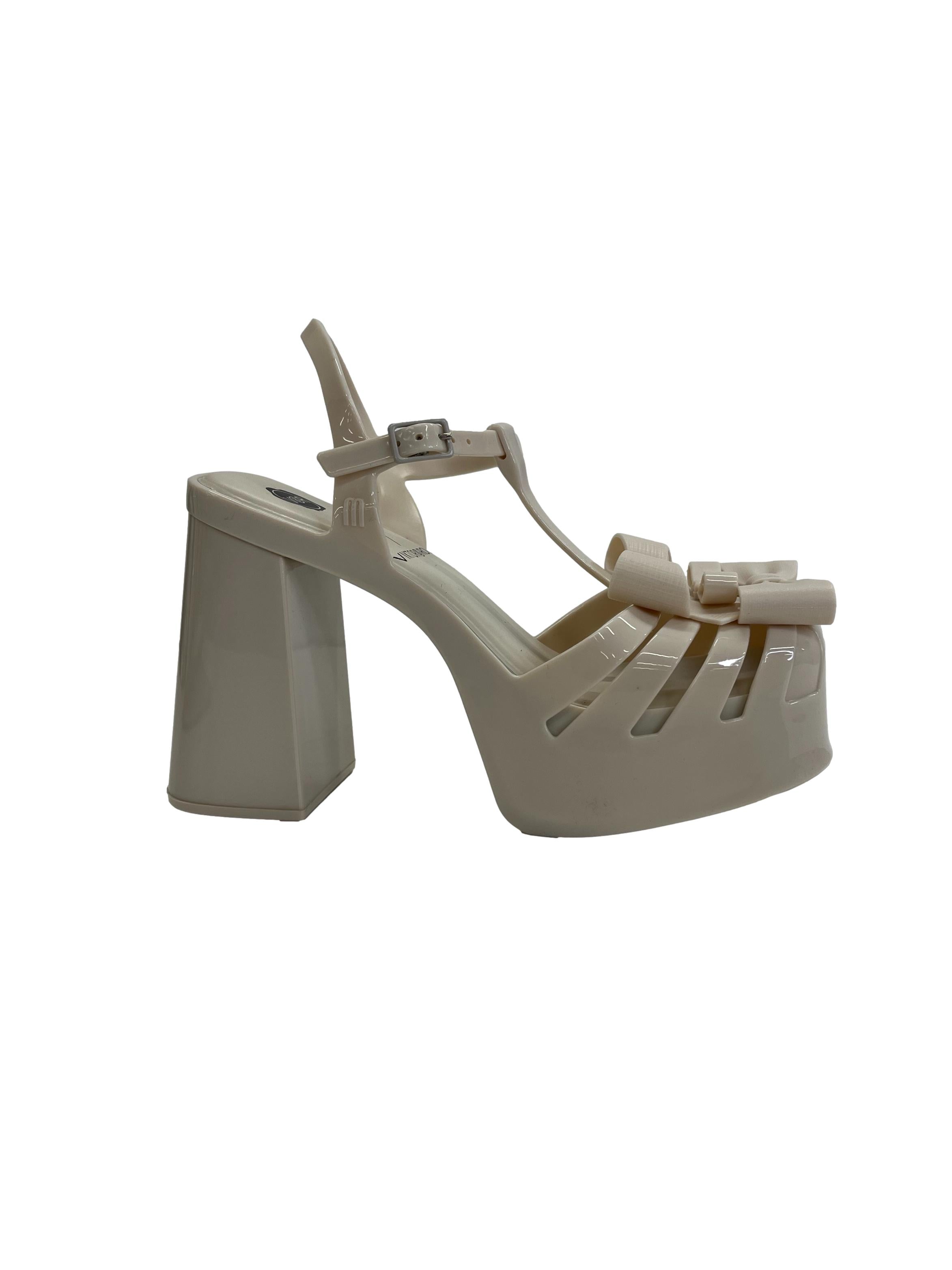 Cream White Party Heel Tie