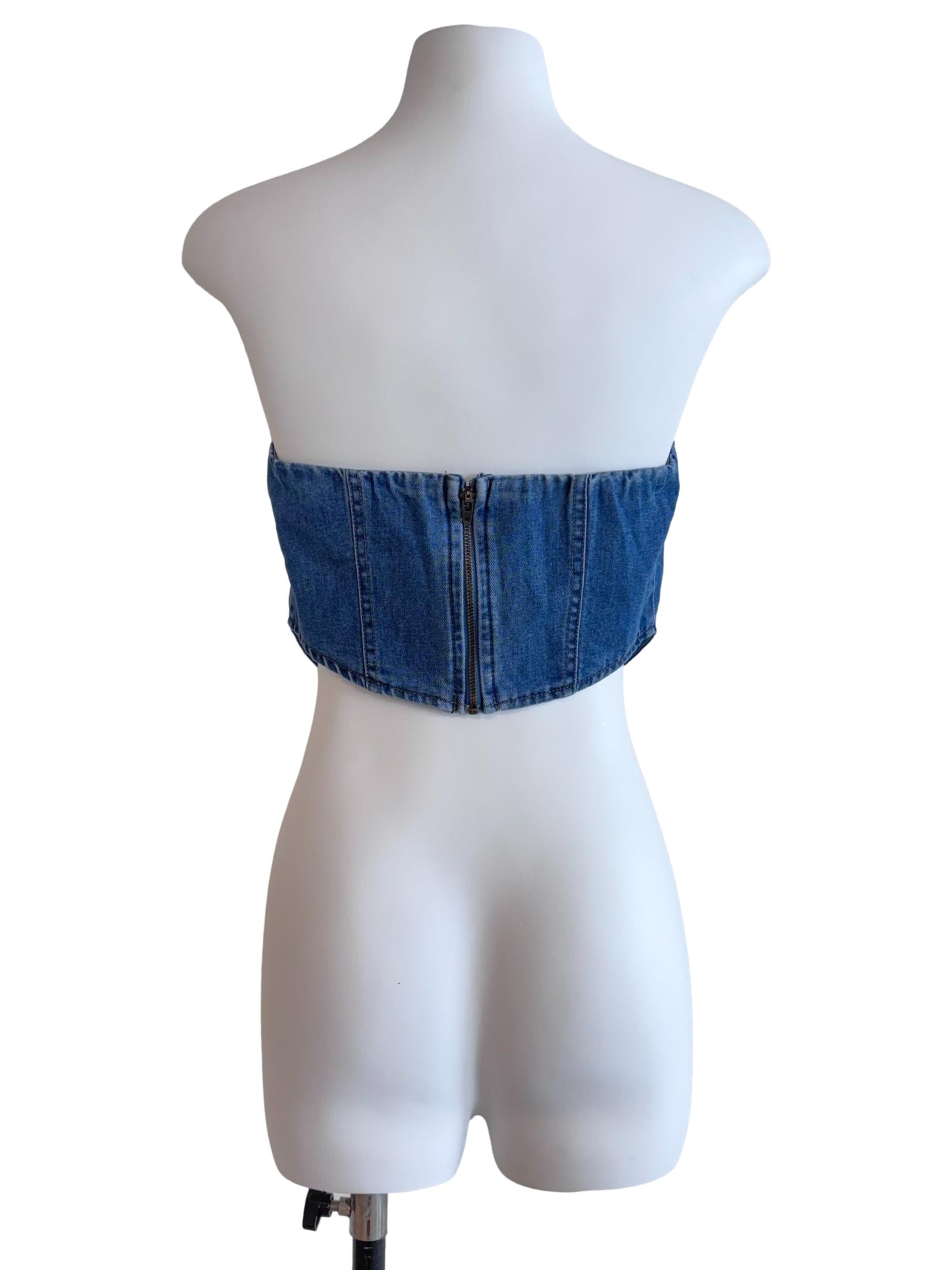 Denim Blue Strapless Corset Top