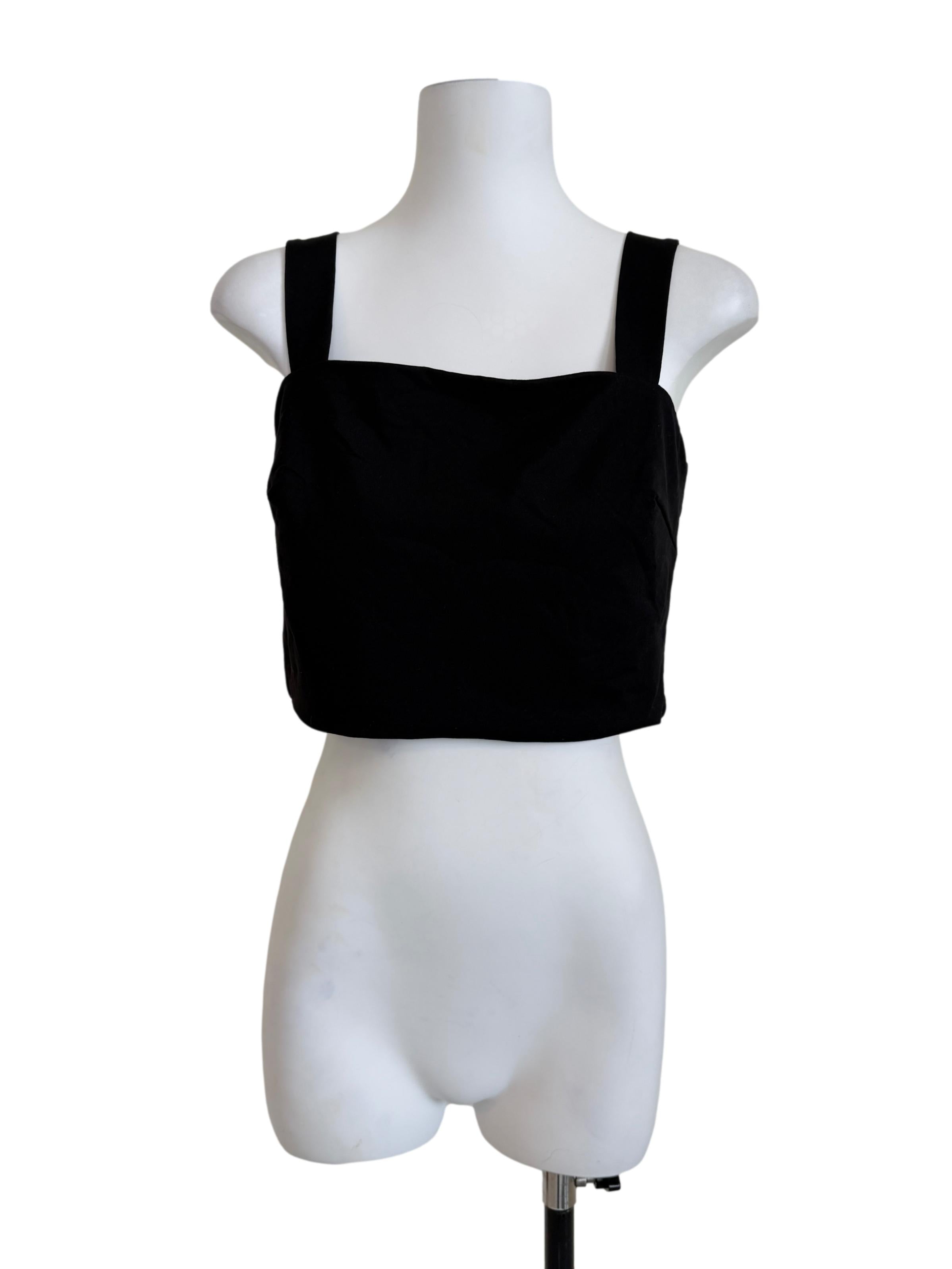 Black Square Neck Top