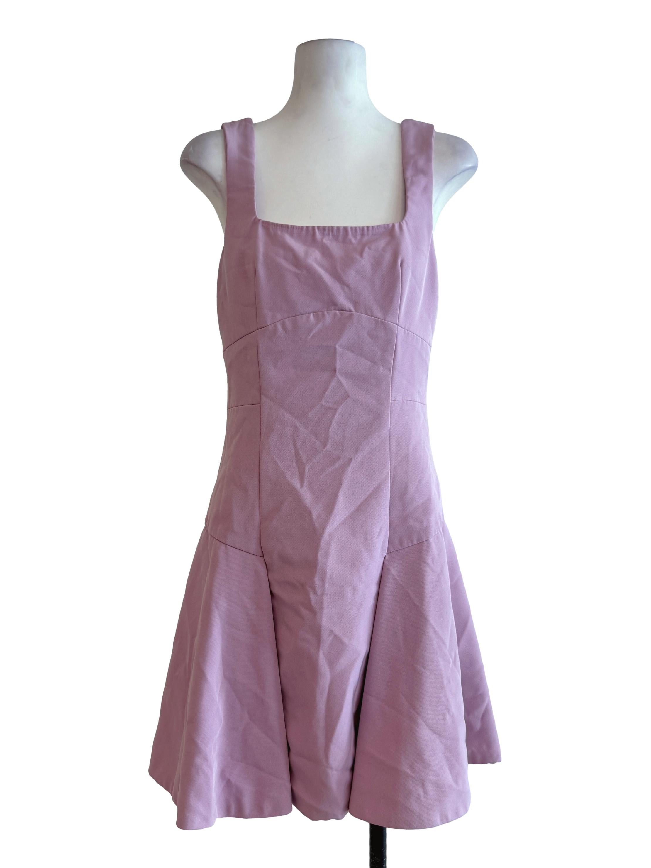 Rose Pink Square Neck Mini Dress