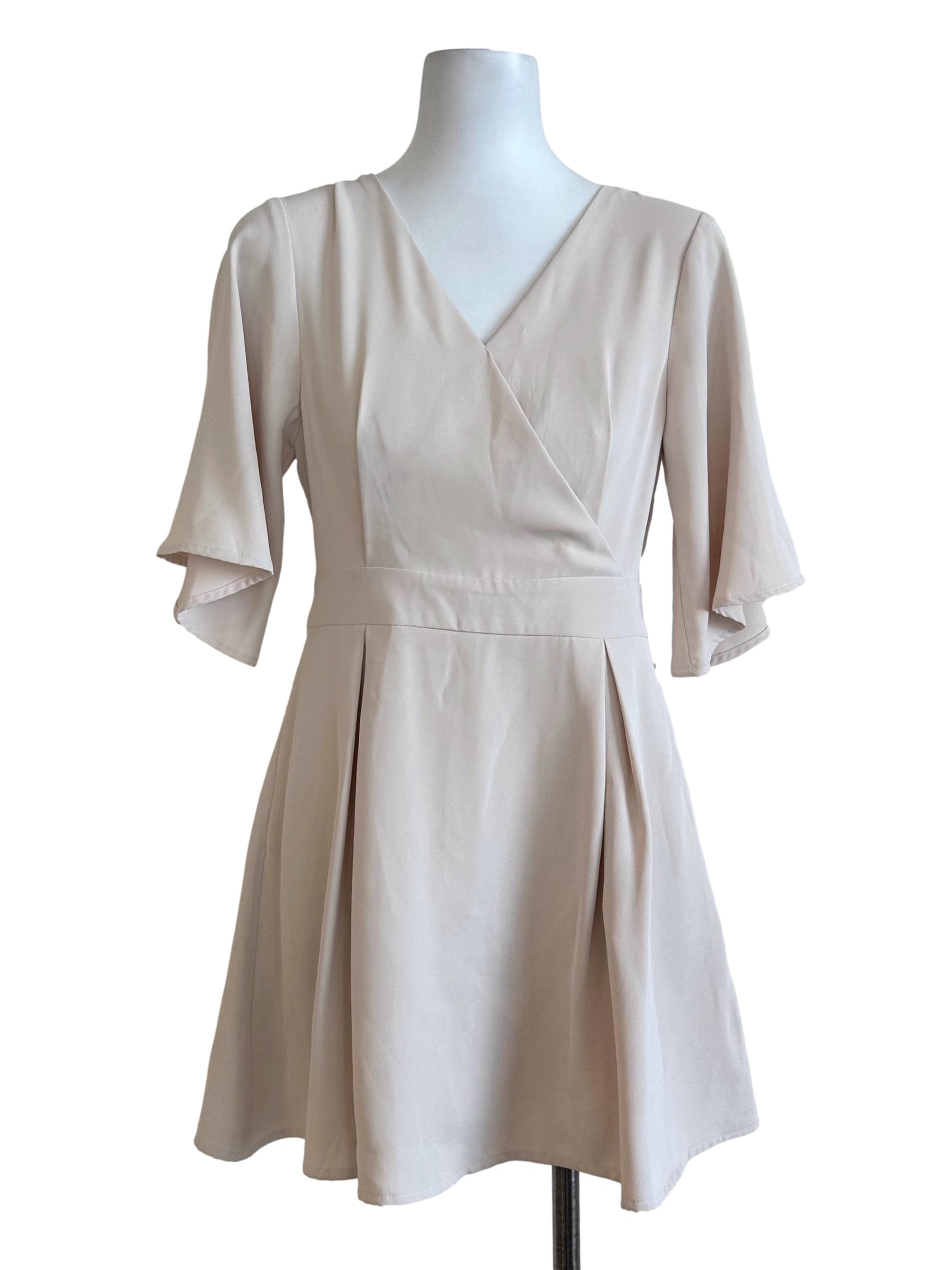 Oat Beige Plain Dress