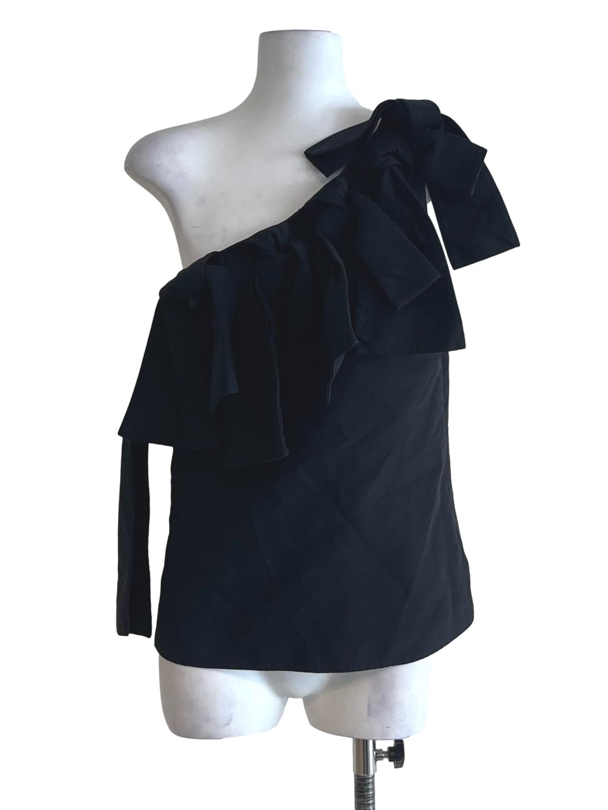 Black Asymmetrical Neckline Top