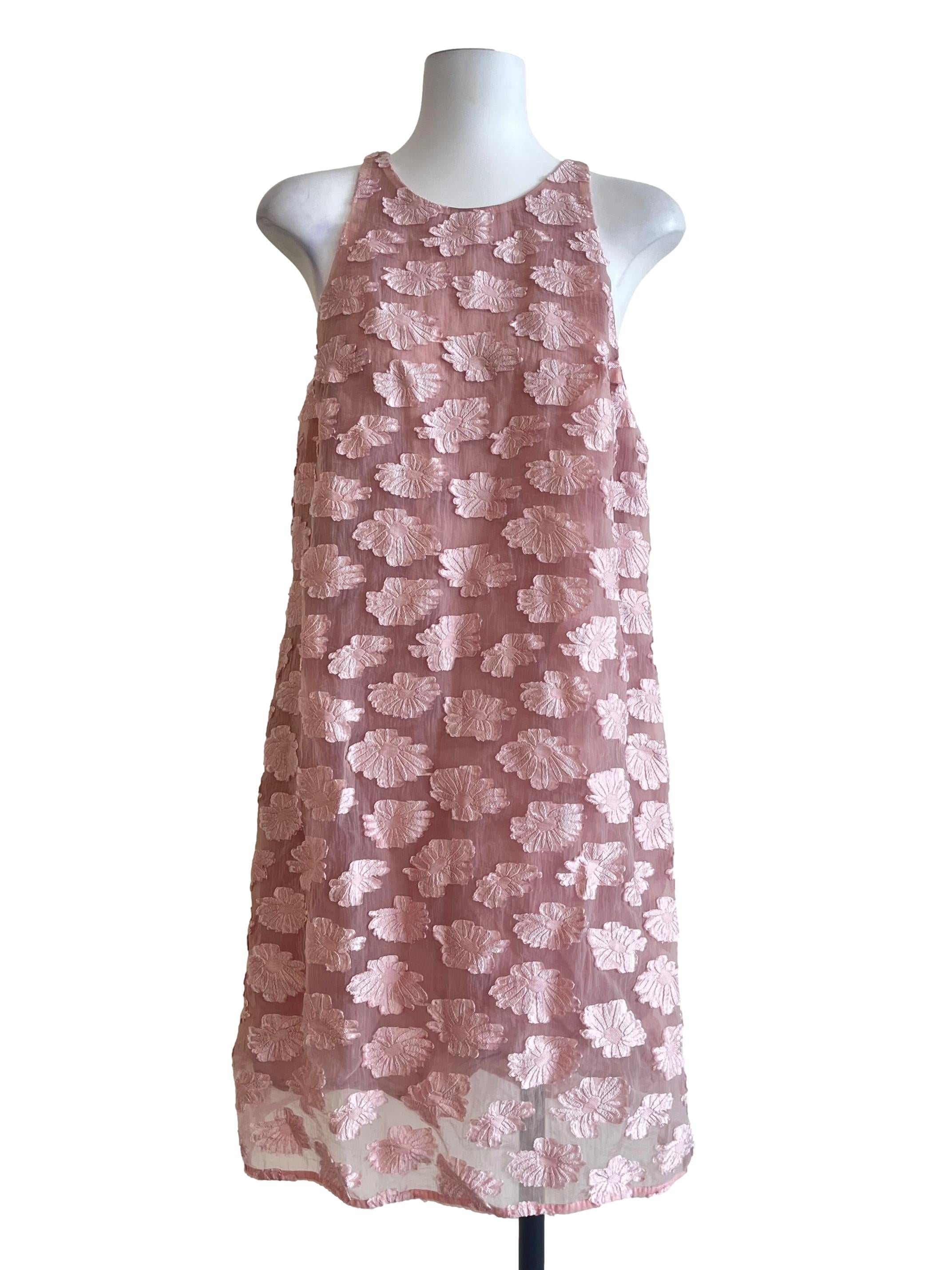 Salmon Pink Halter Sleeveless Trapszoid Dress