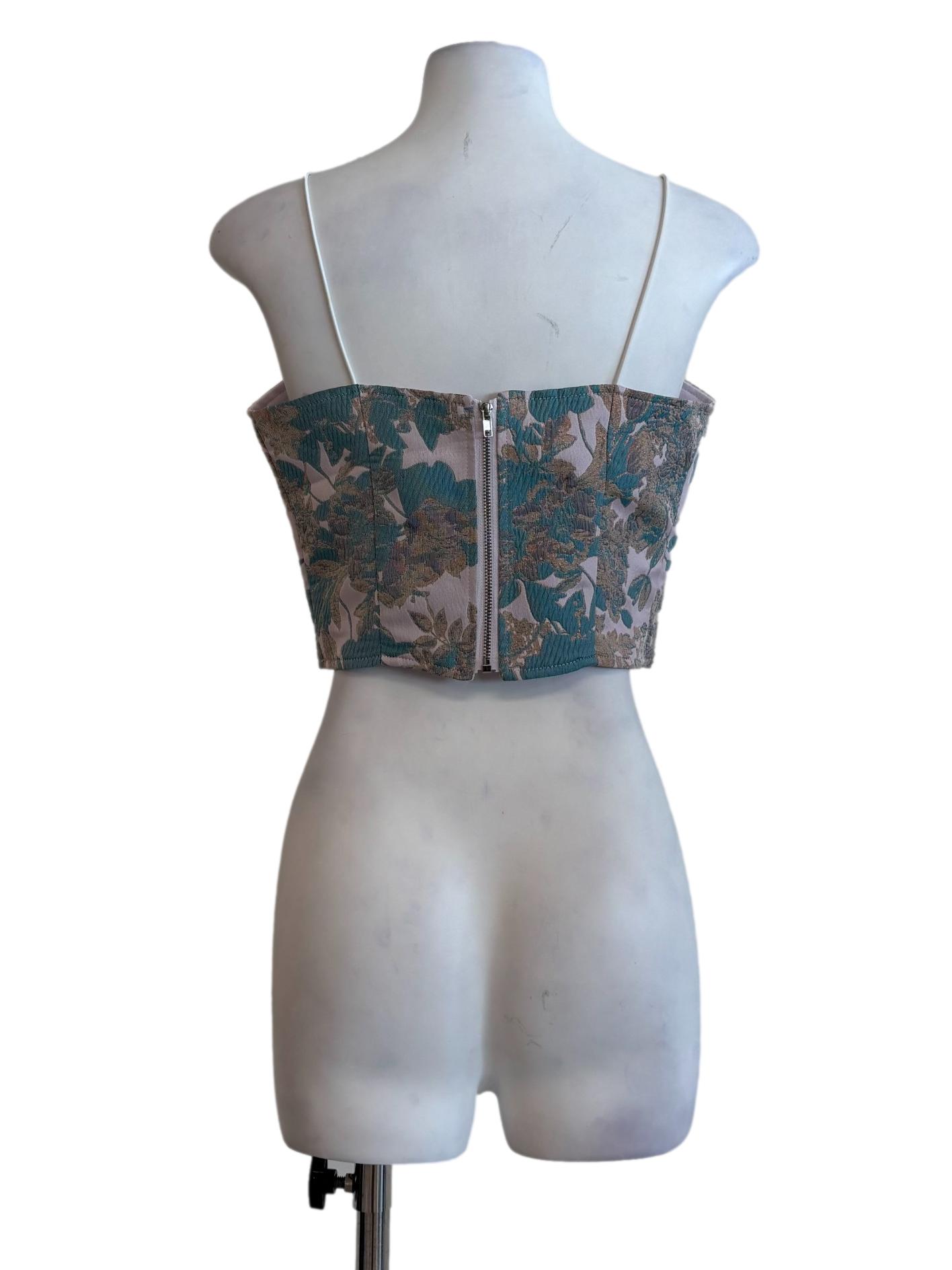 Thistle Turquoise Spaghetti Strap Jacquard Top
