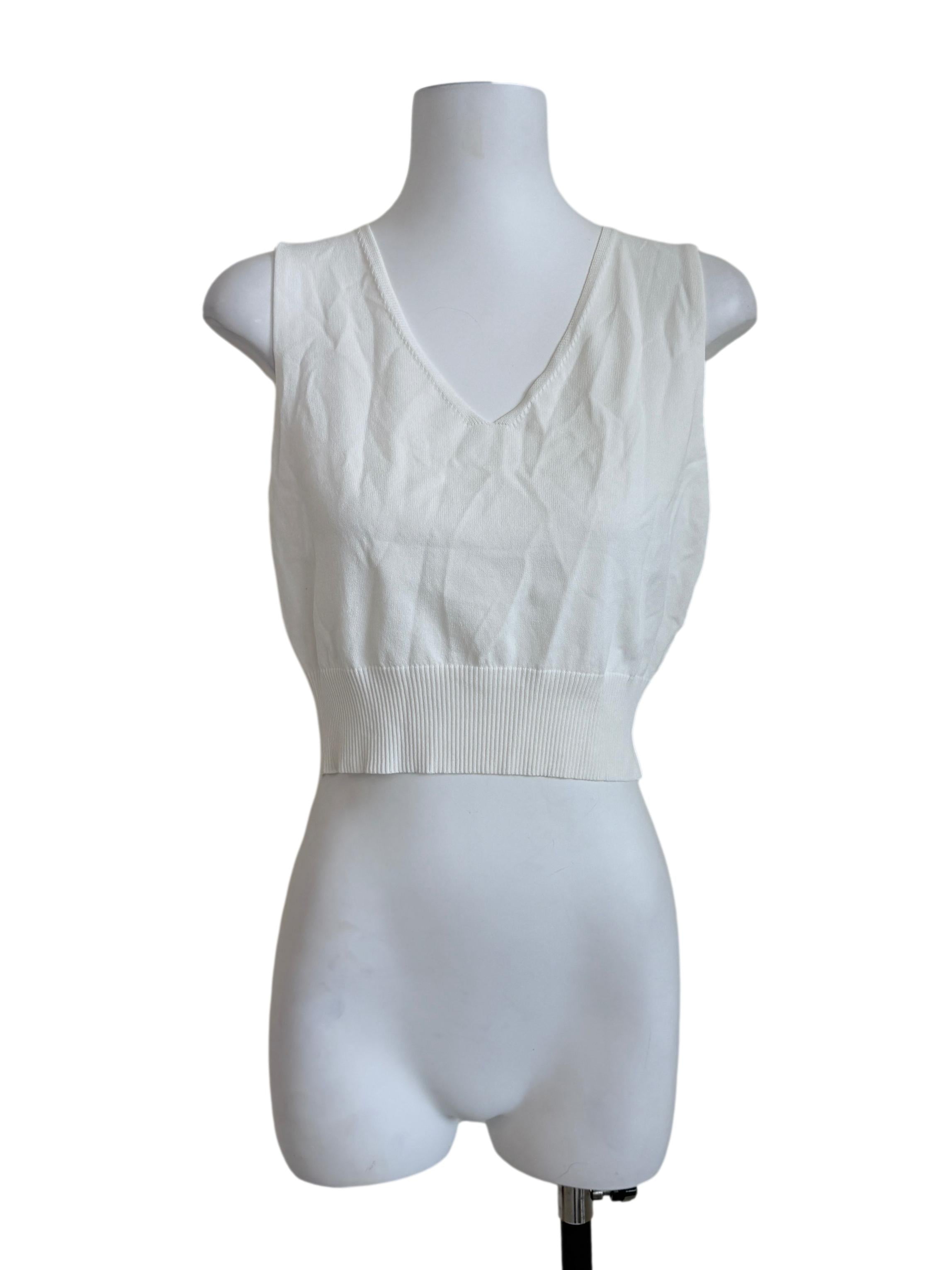 White V-Neck Top
