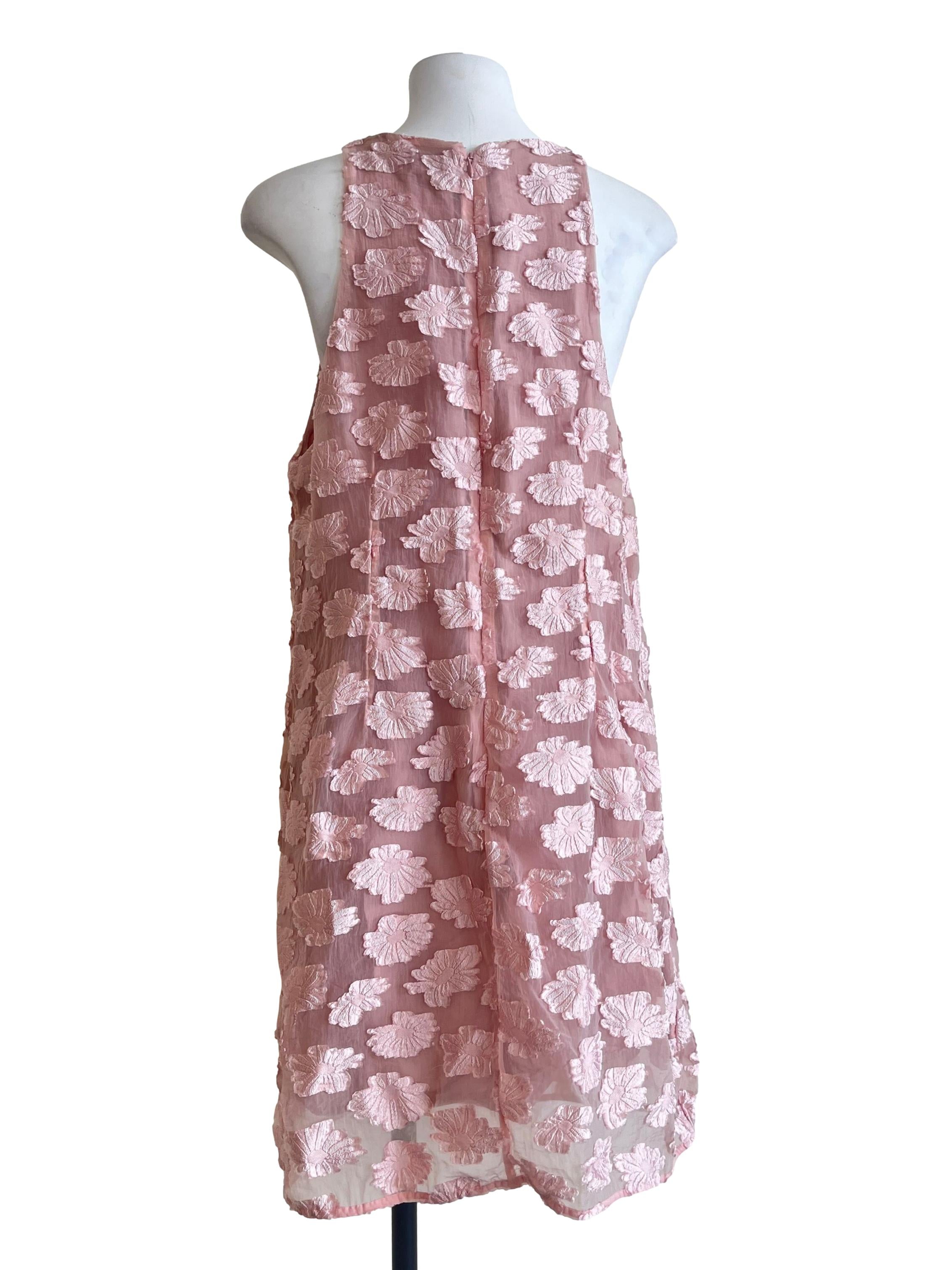 Salmon Pink Halter Sleeveless Trapszoid Dress