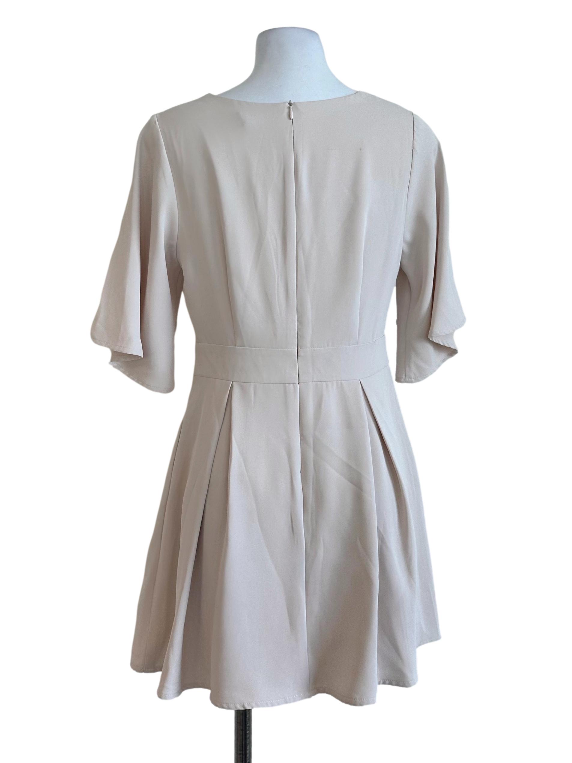 Oat Beige Plain Dress
