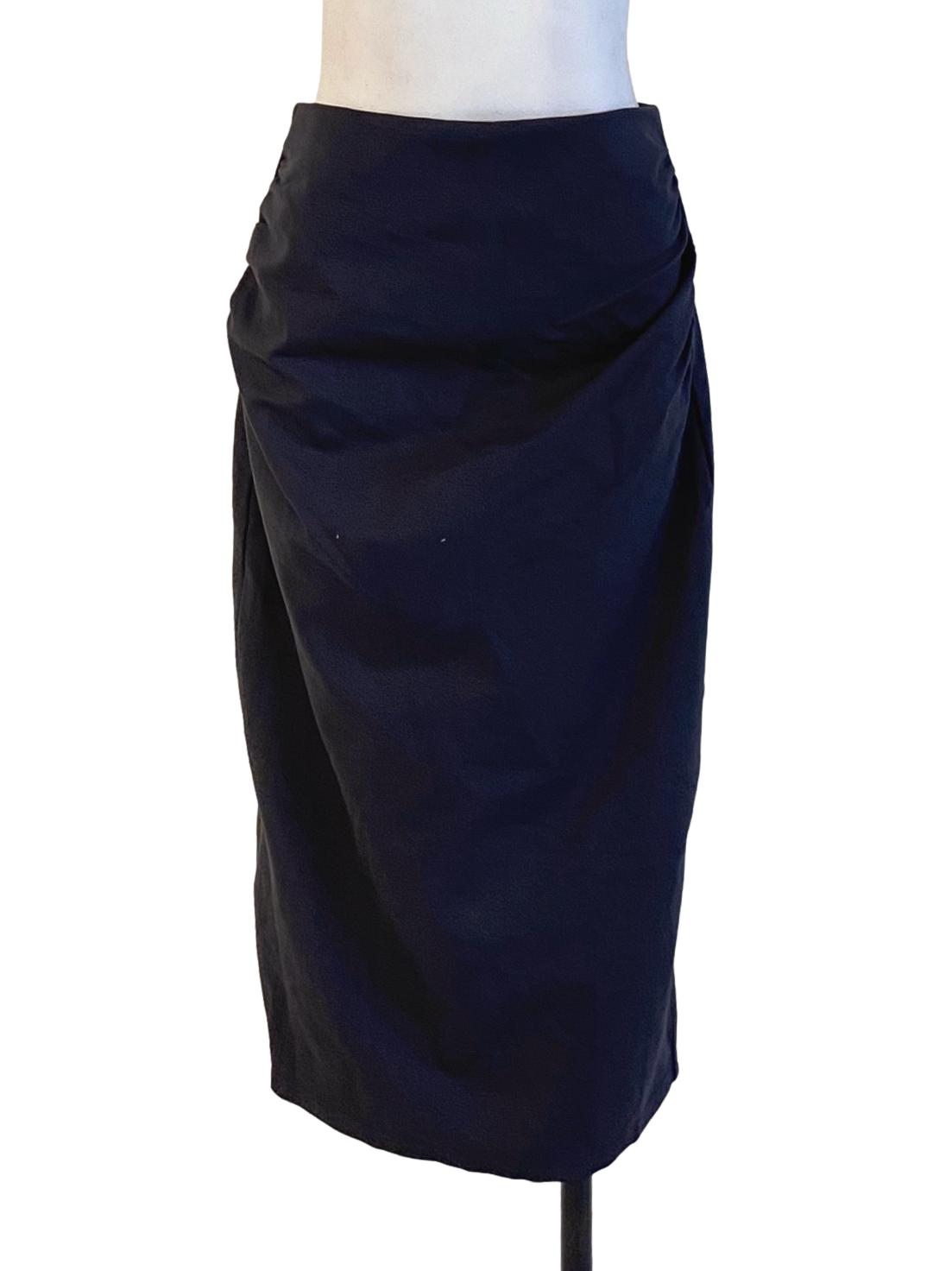 Dark Shadow Grey High Waisted Wrap Skirt