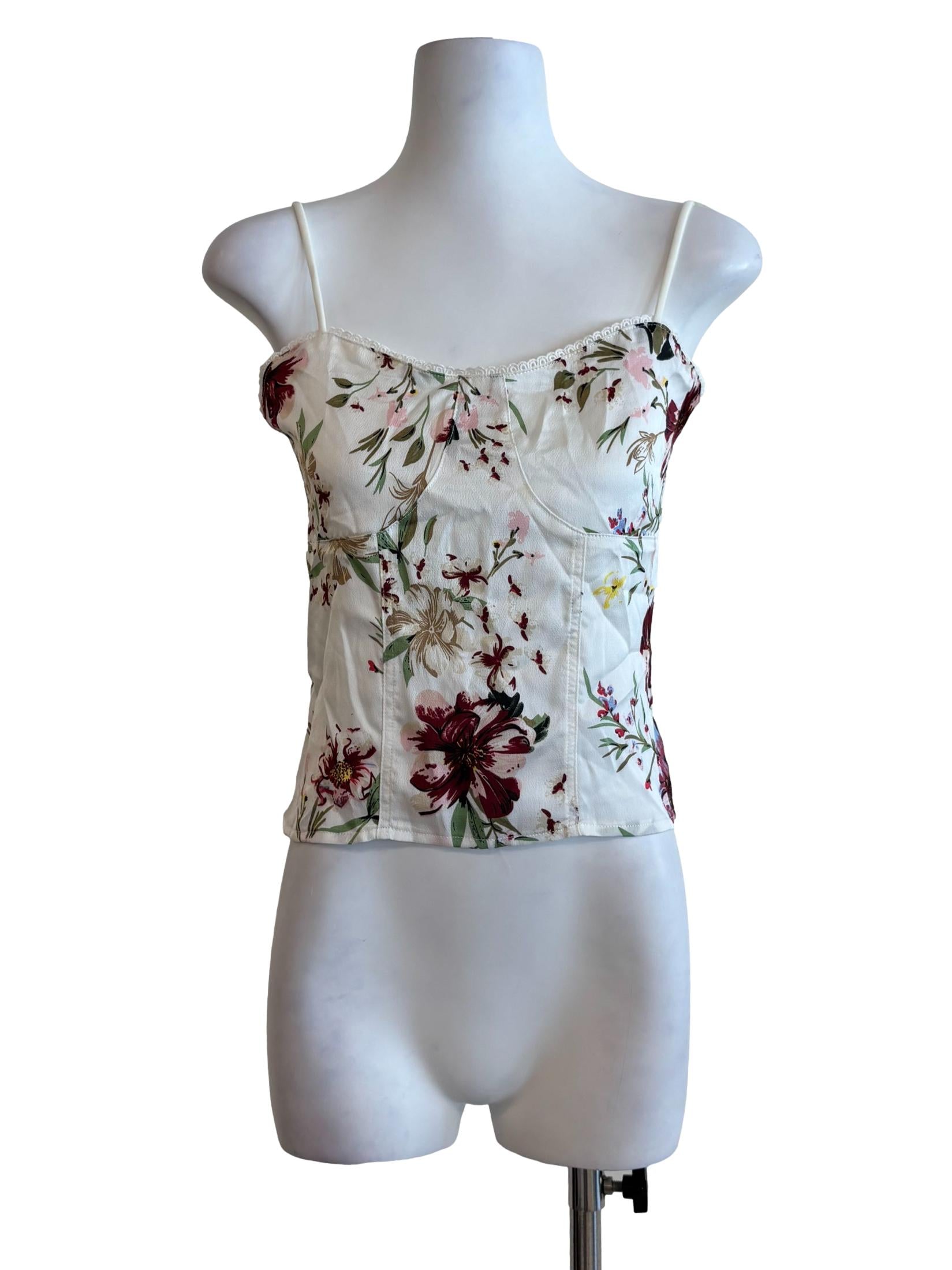 Powder White Floral Camisole Top