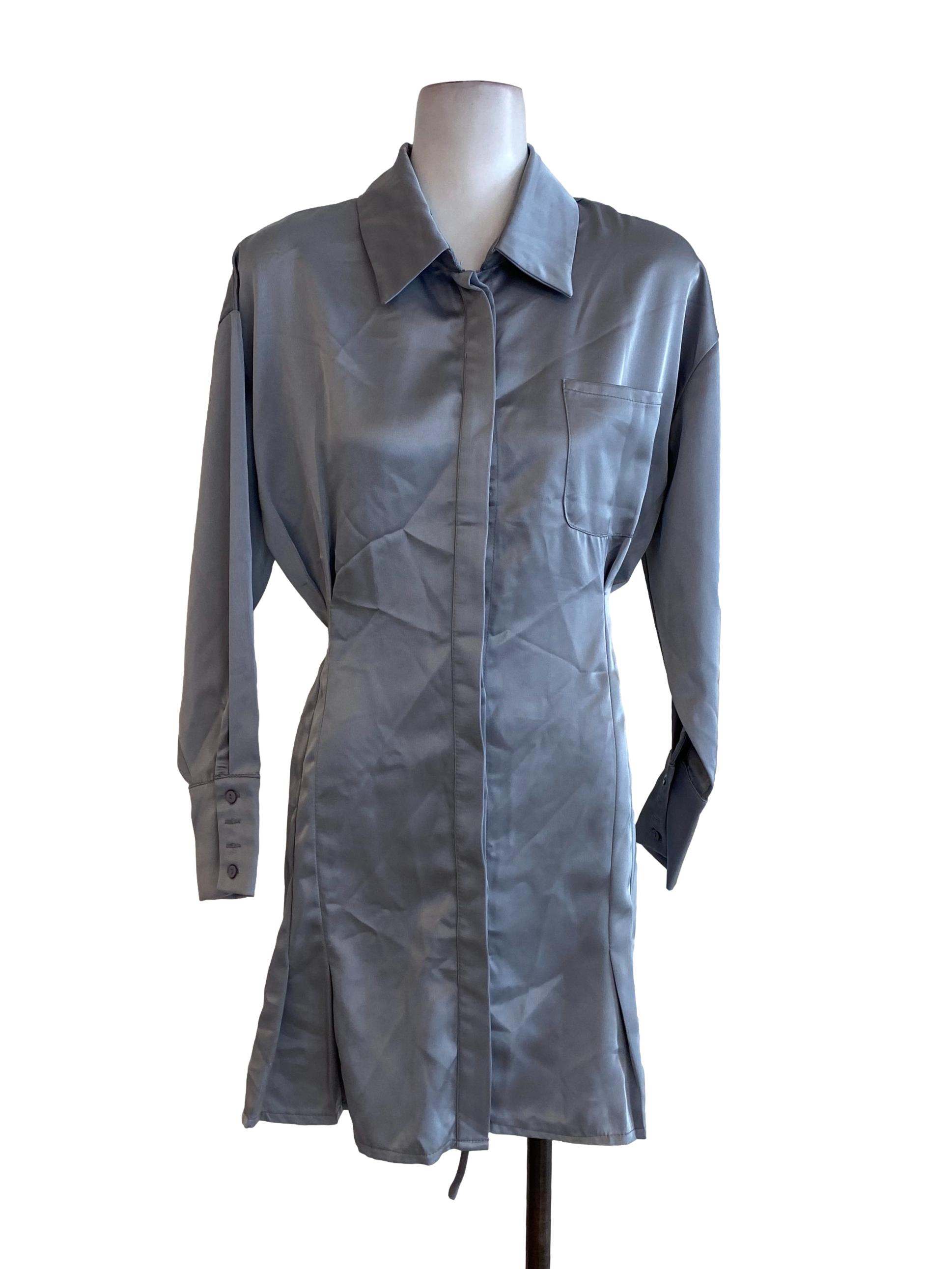 Dusty Blue Satin Dress