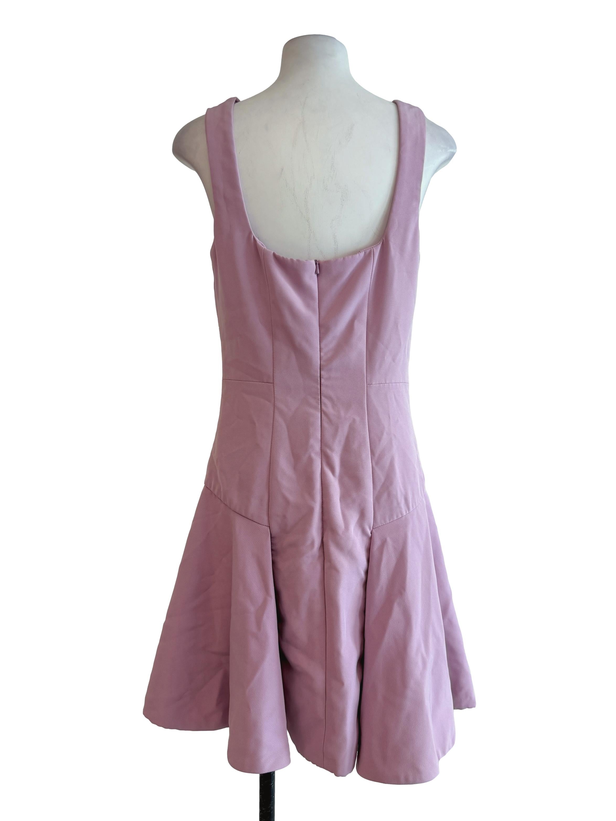Rose Pink Square Neck Mini Dress