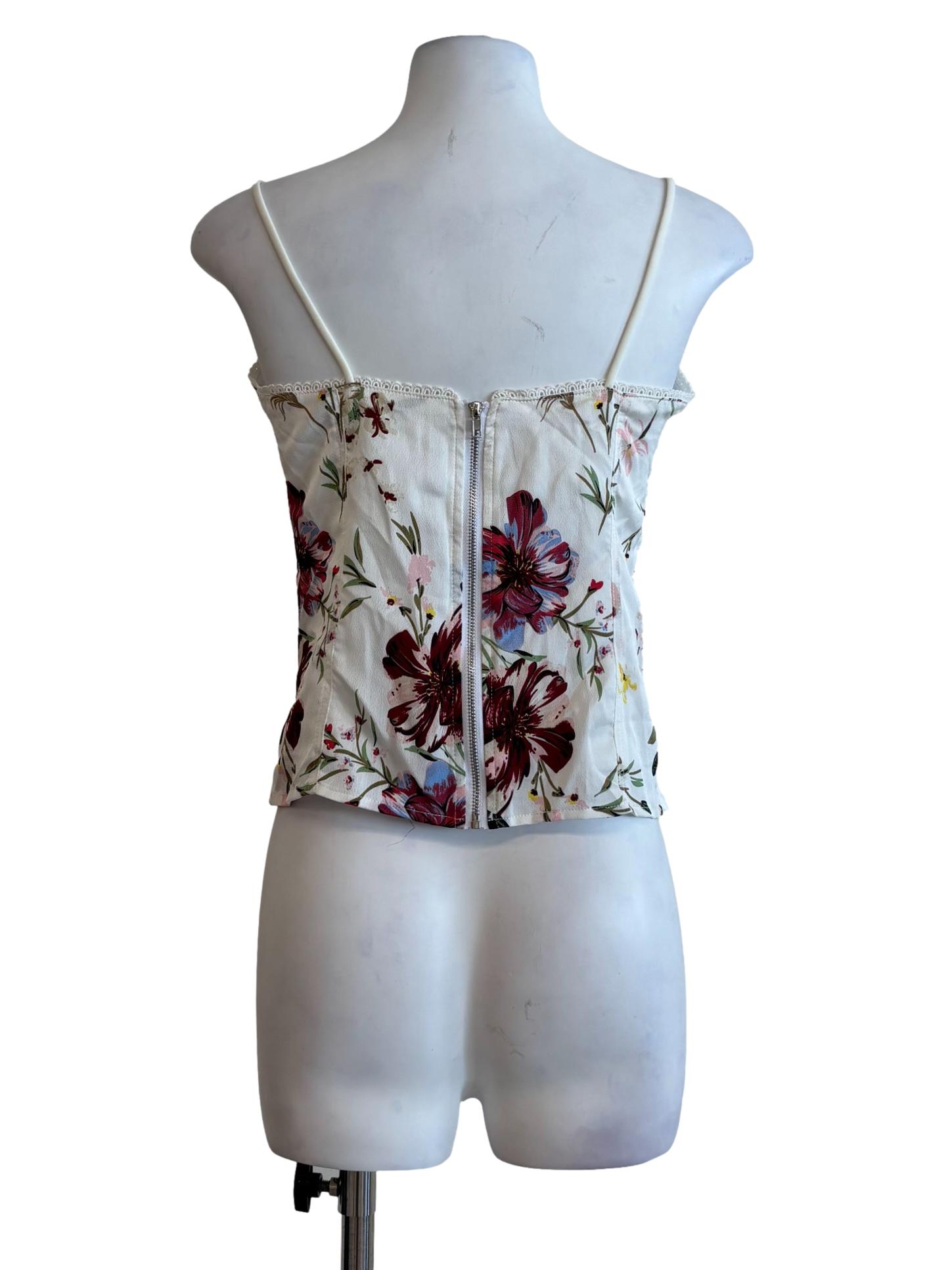 Powder White Floral Camisole Top