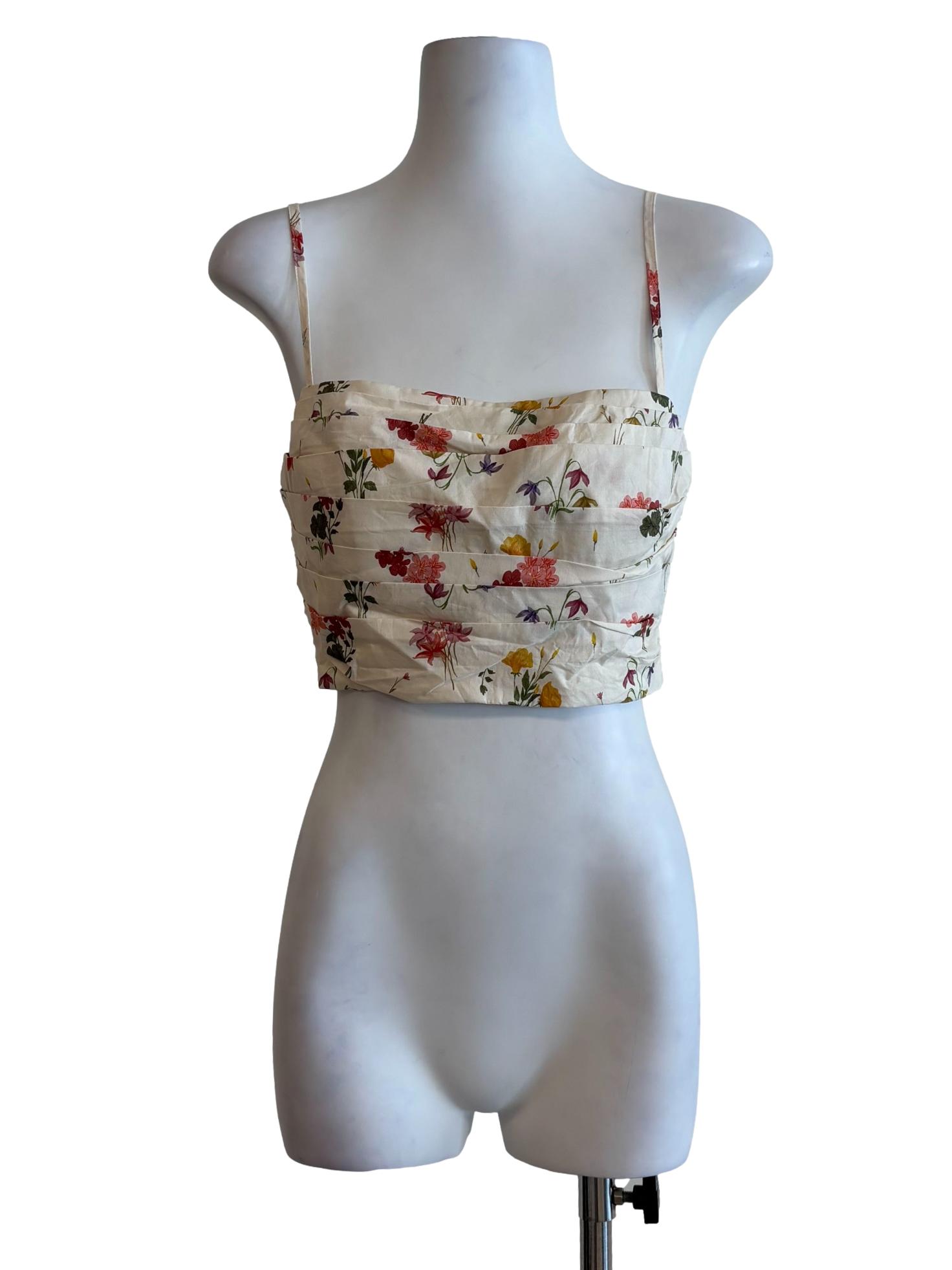 Floral White Spaghetti Strap Camisole Top