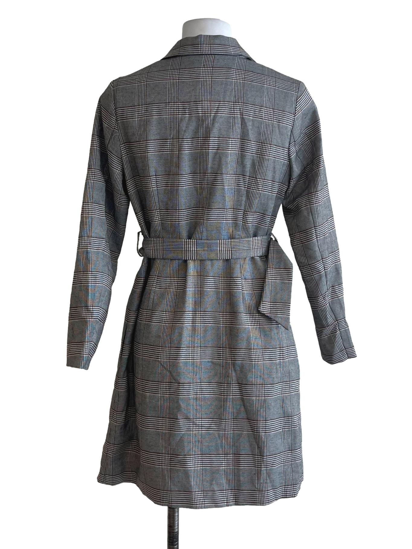 Black Plaid Longline Blazer