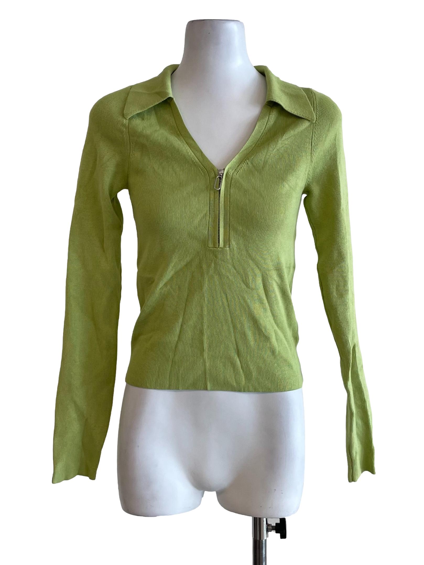 Apple Green Johnny Zip Top
