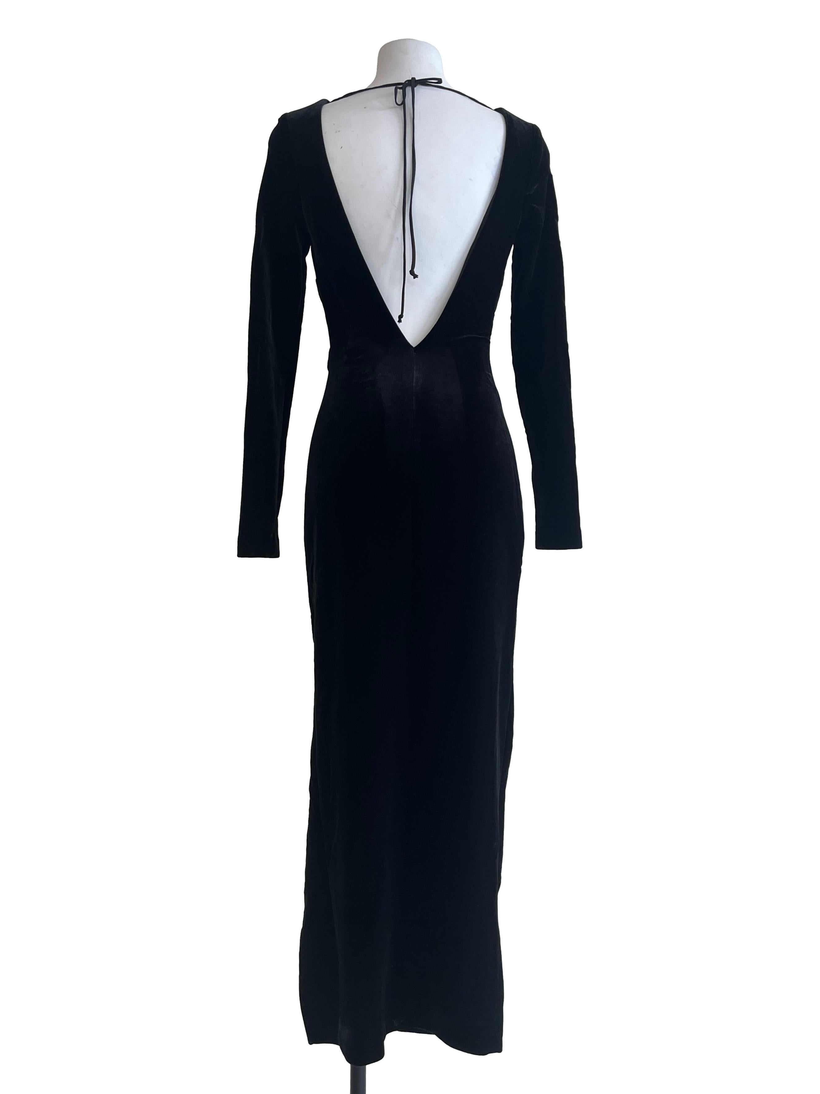 Midnight Black Soiree Long Sleeve Midi Dress