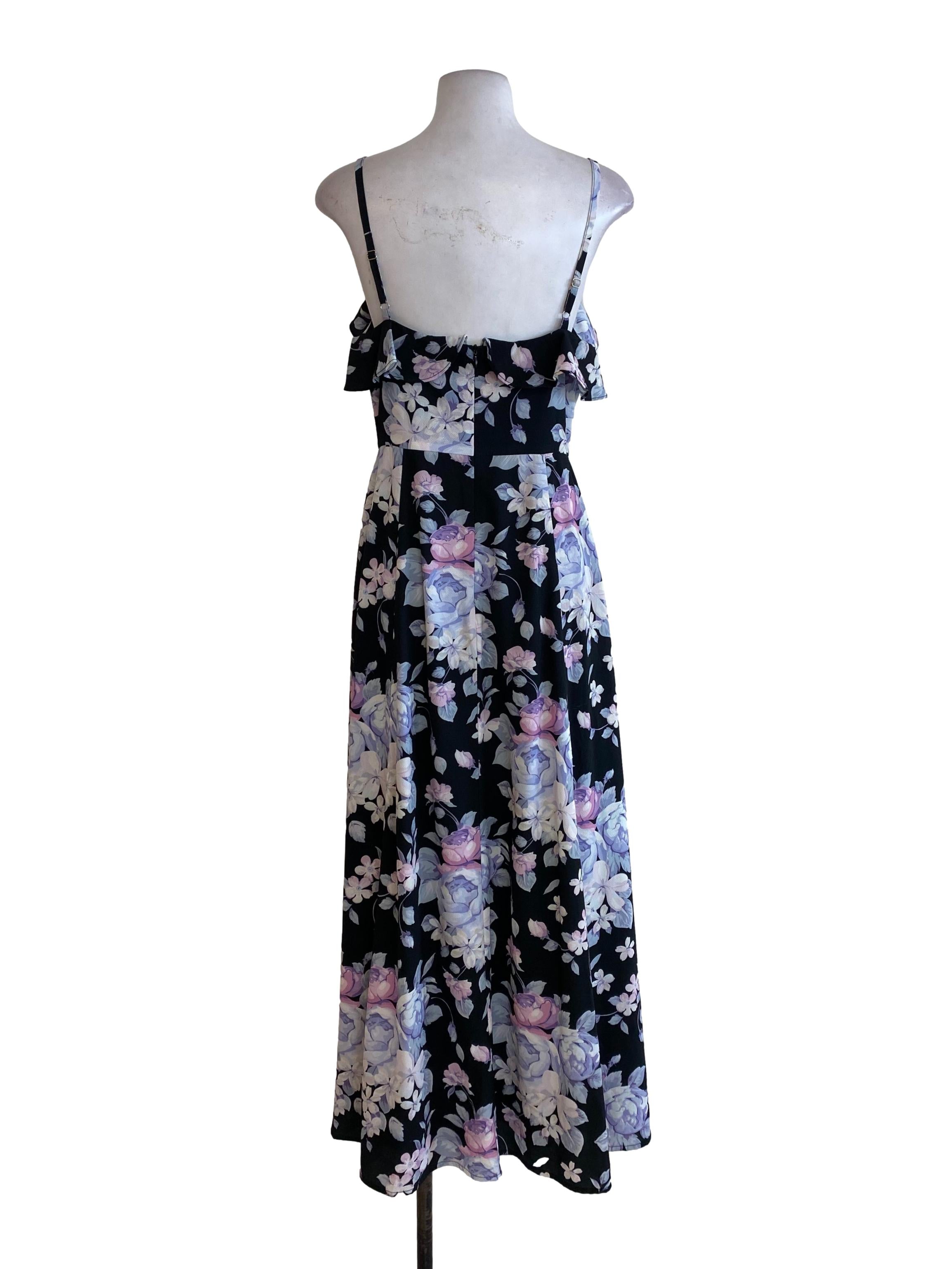 Black Floral Blouson Dress