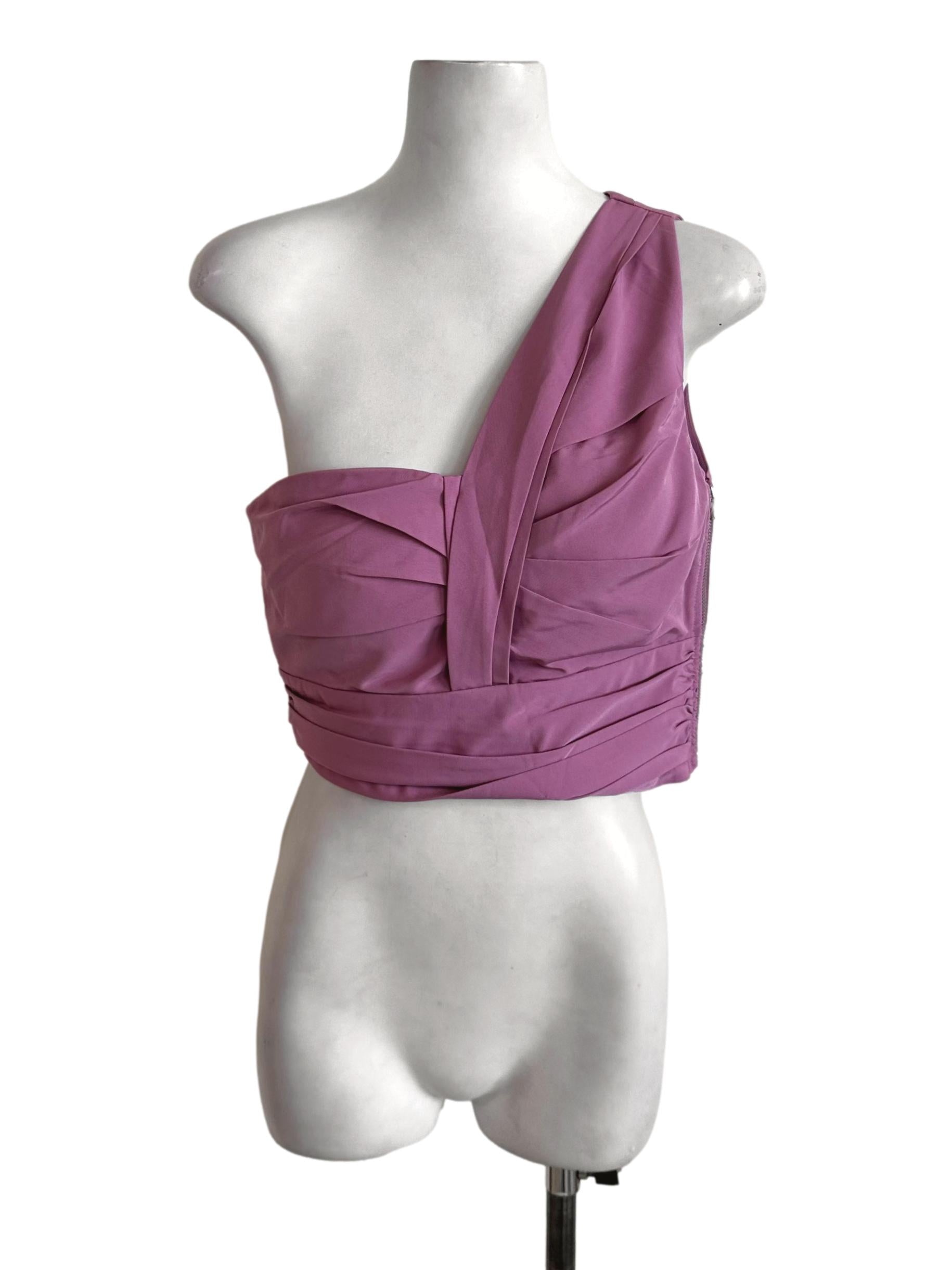 Magenta Purple Pleated Asymmetric Top LB