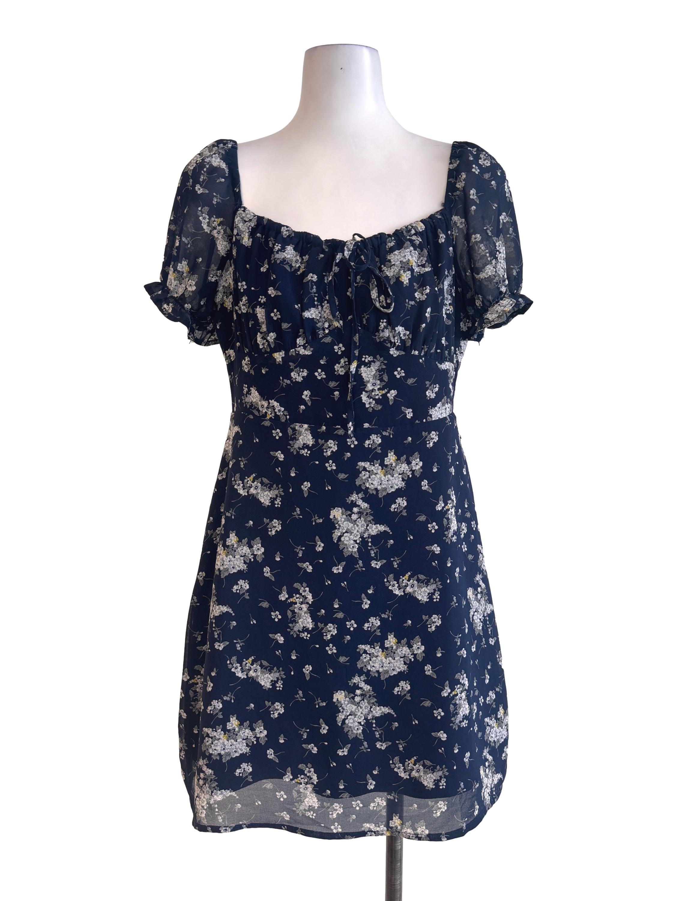 Navy Blue Floral Dress
