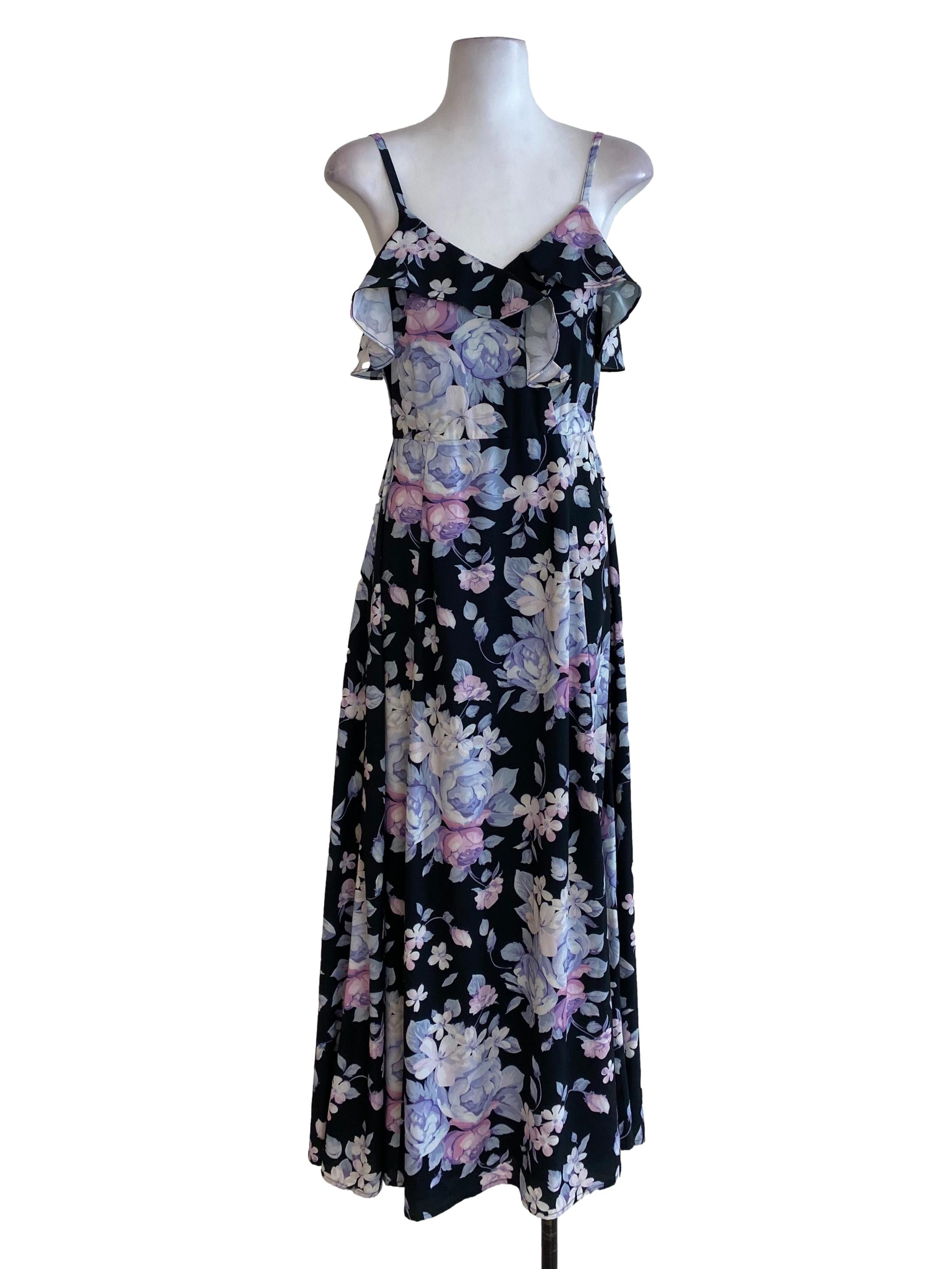 Black Floral Blouson Dress