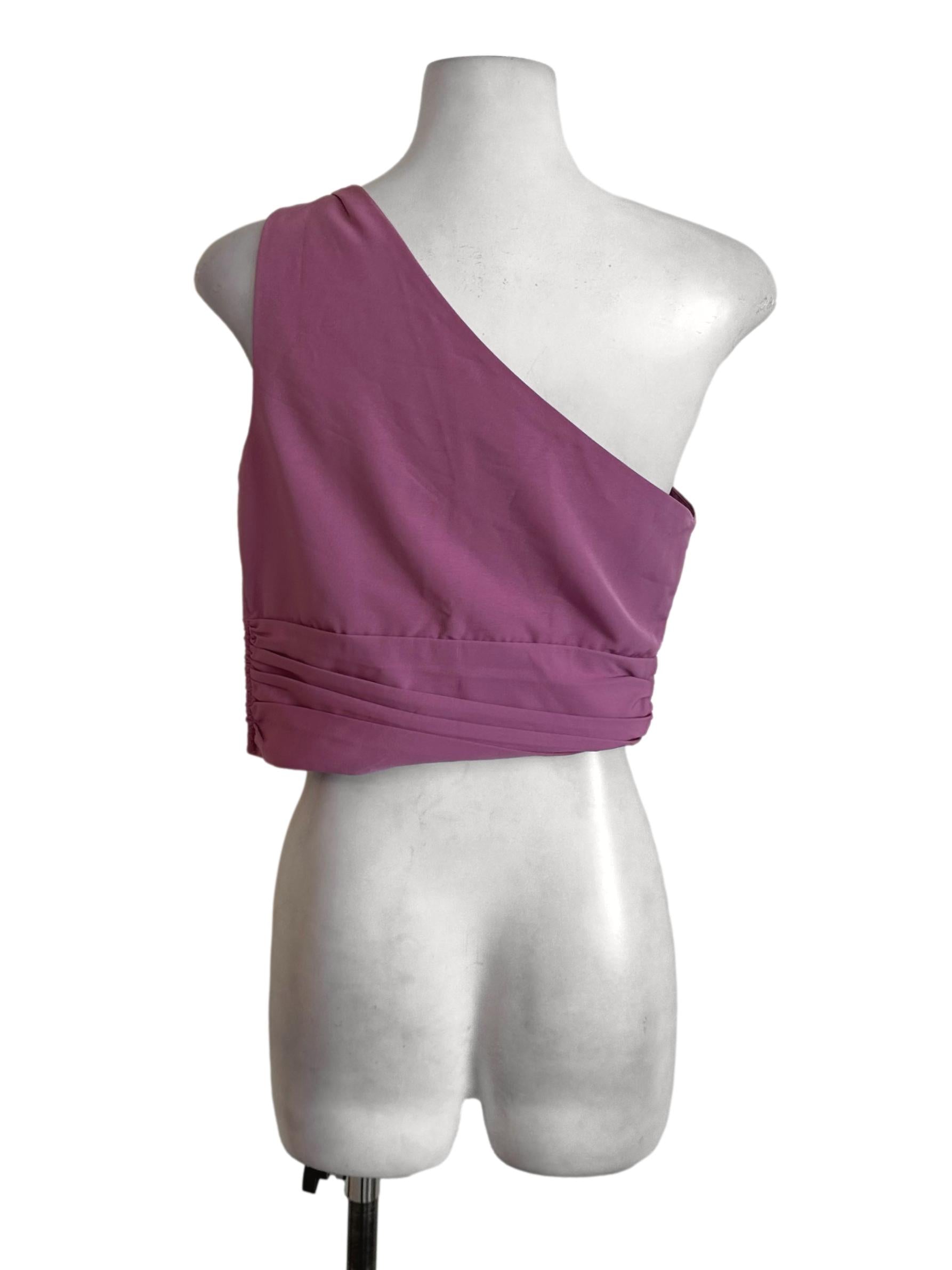Magenta Purple Pleated Asymmetric Top LB