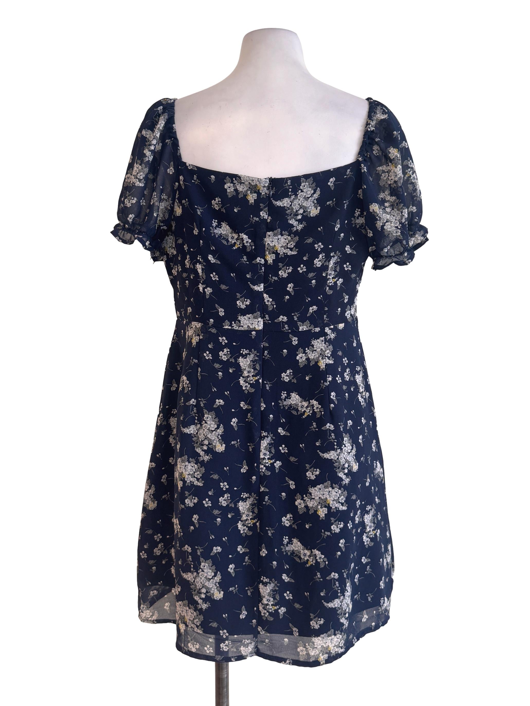 Navy Blue Floral Dress