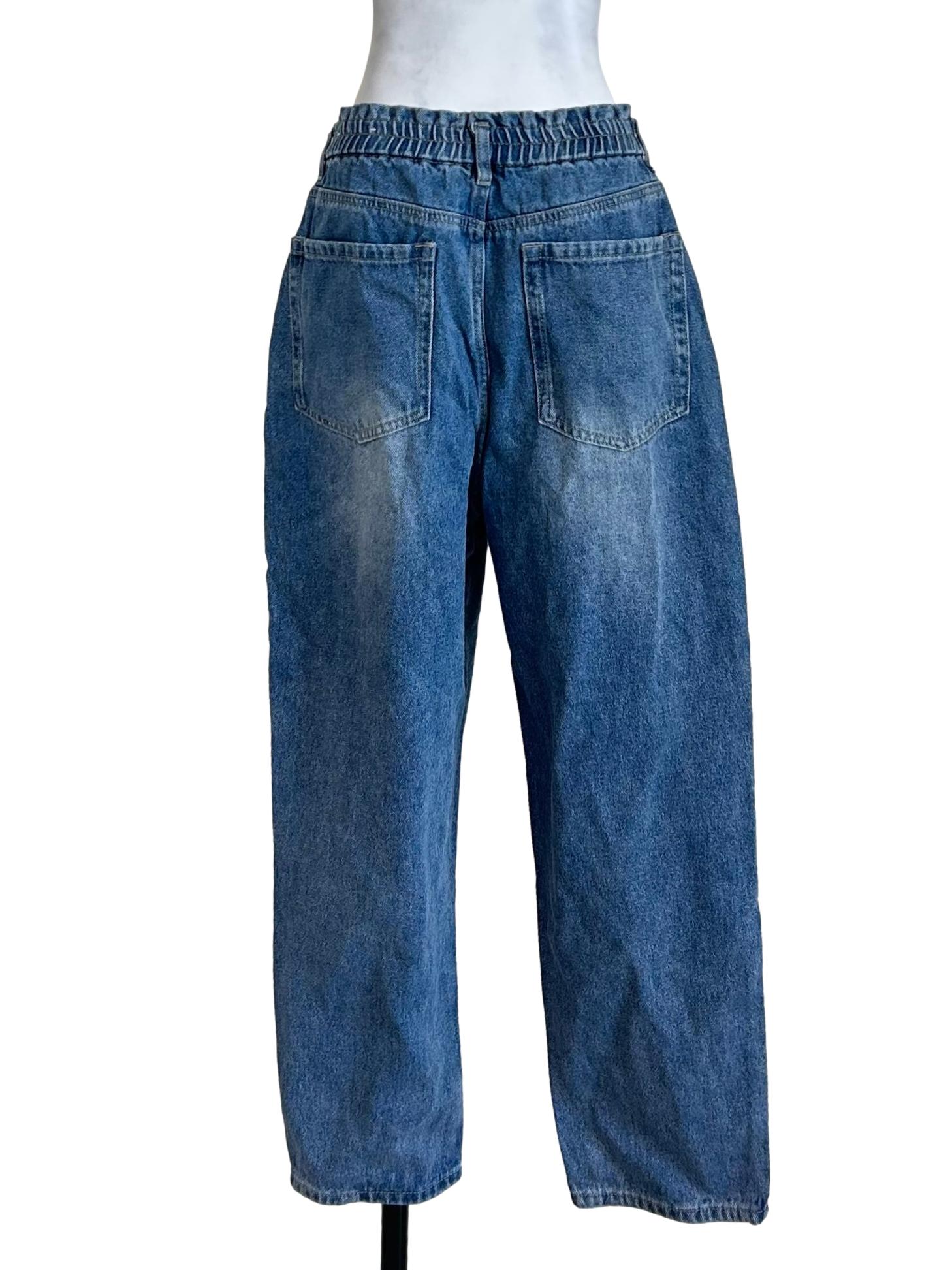 Blue Elastic Waist Jeans