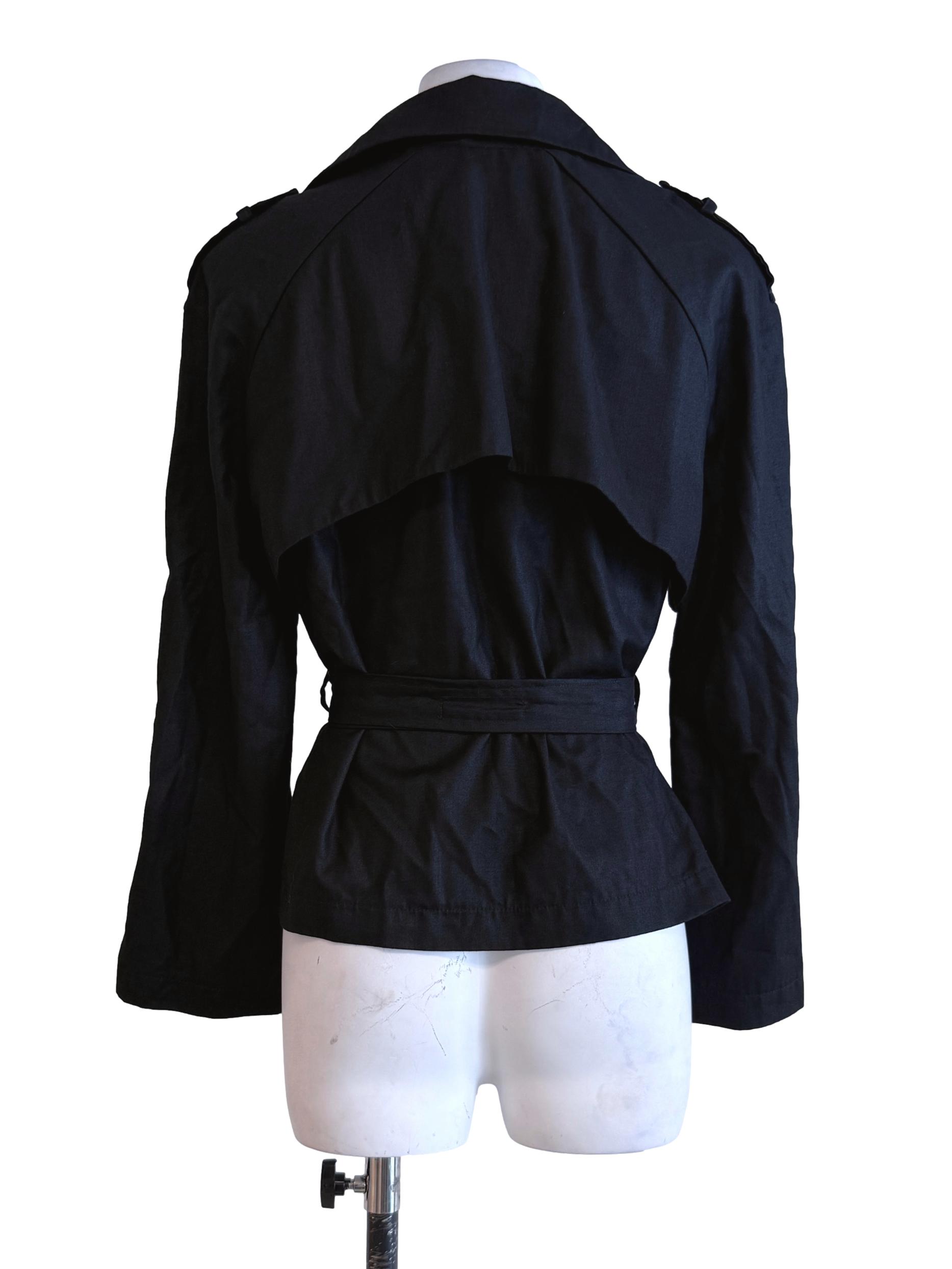 Black Plain Crop Jackets