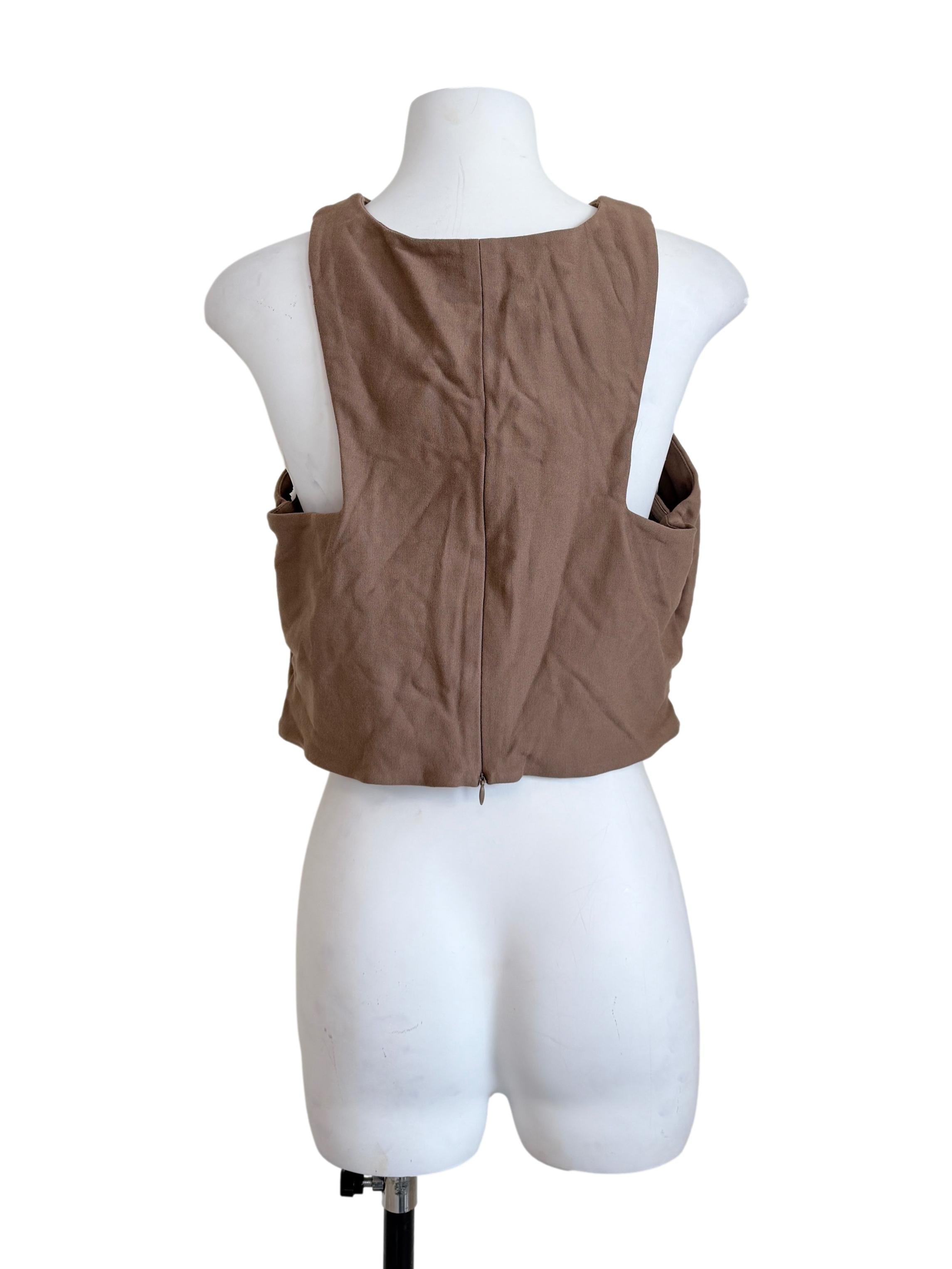 Peanut Brown Cross Halter Neck Top