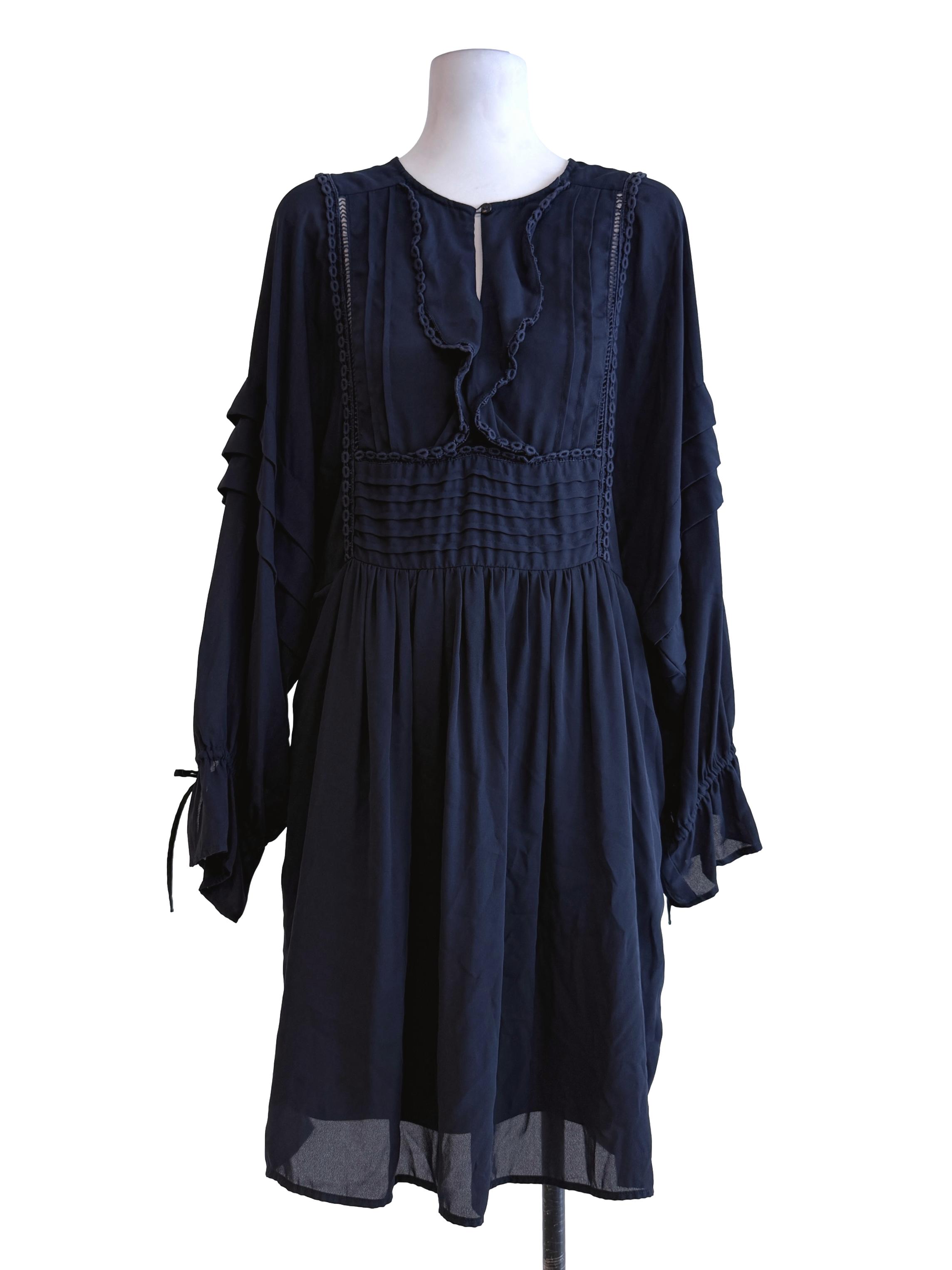 Navy Blue Baggy Long Sleeve Dress