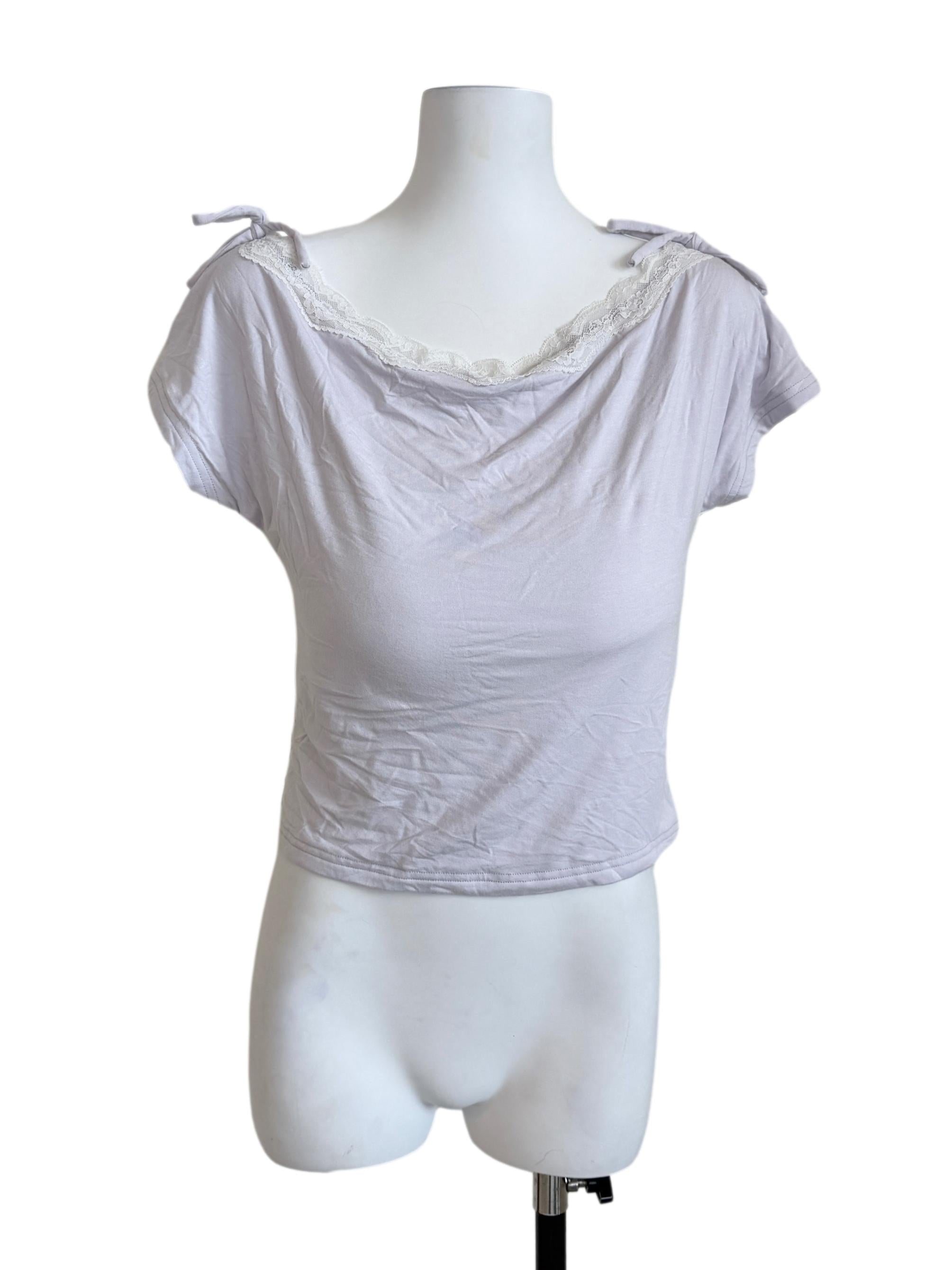 Periwinkle Purple Lace Neck Top