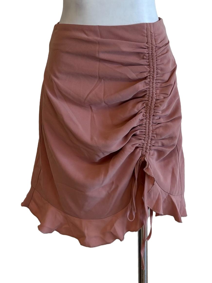 Terracotta Ruched Ruffle Skirt