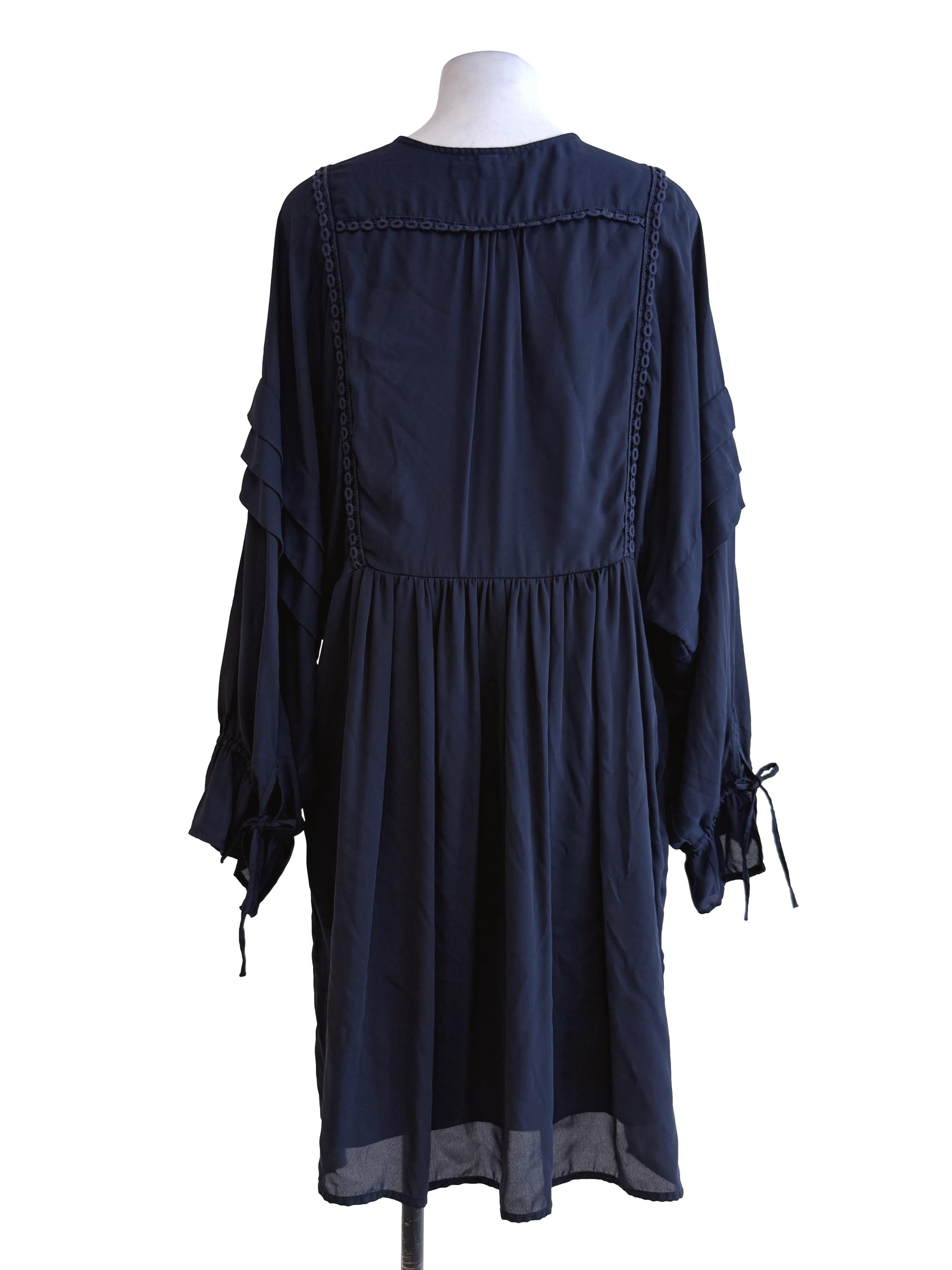 Navy Blue Baggy Long Sleeve Dress