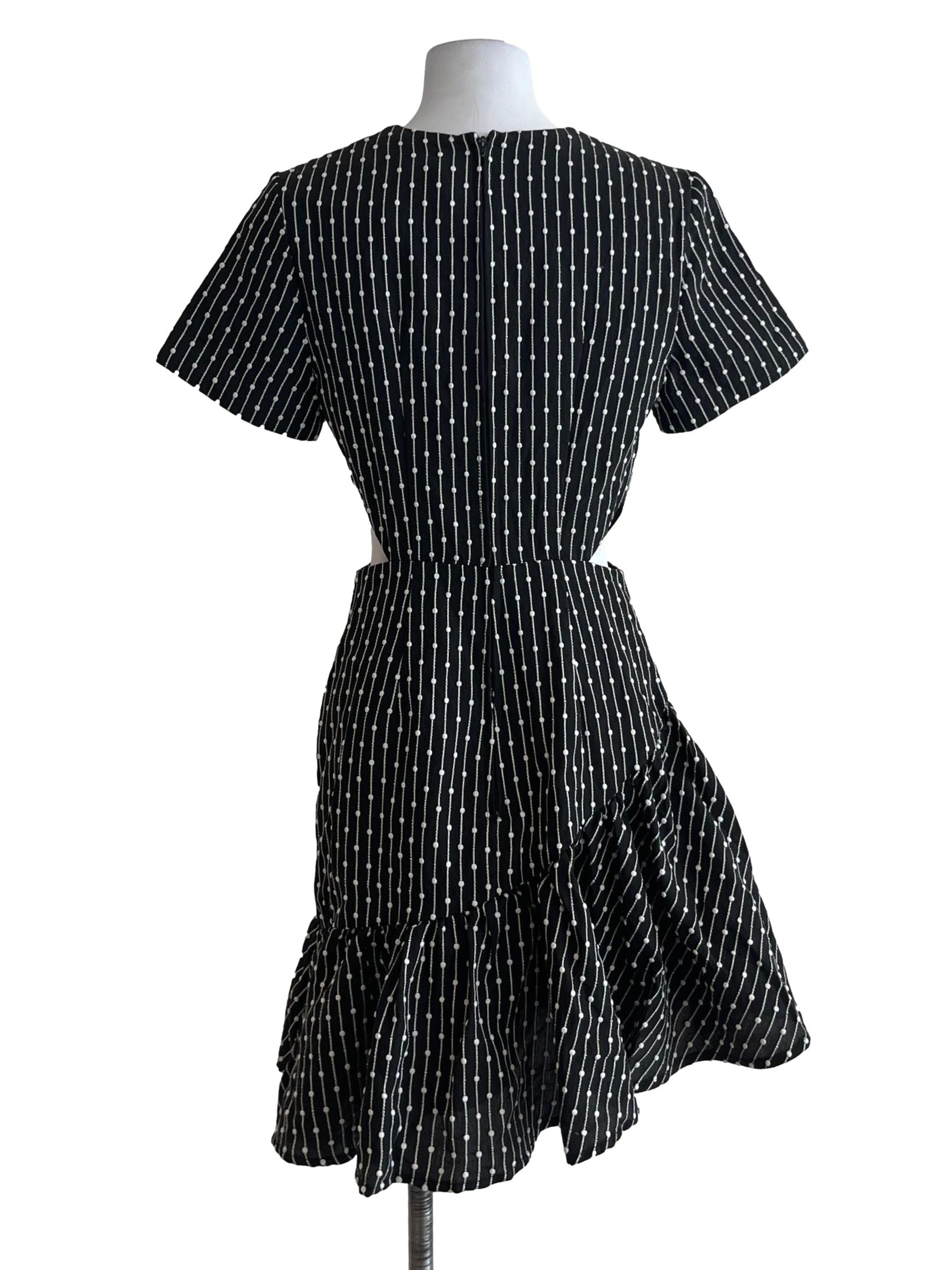 Black Stripe Cutout Waist Dress
