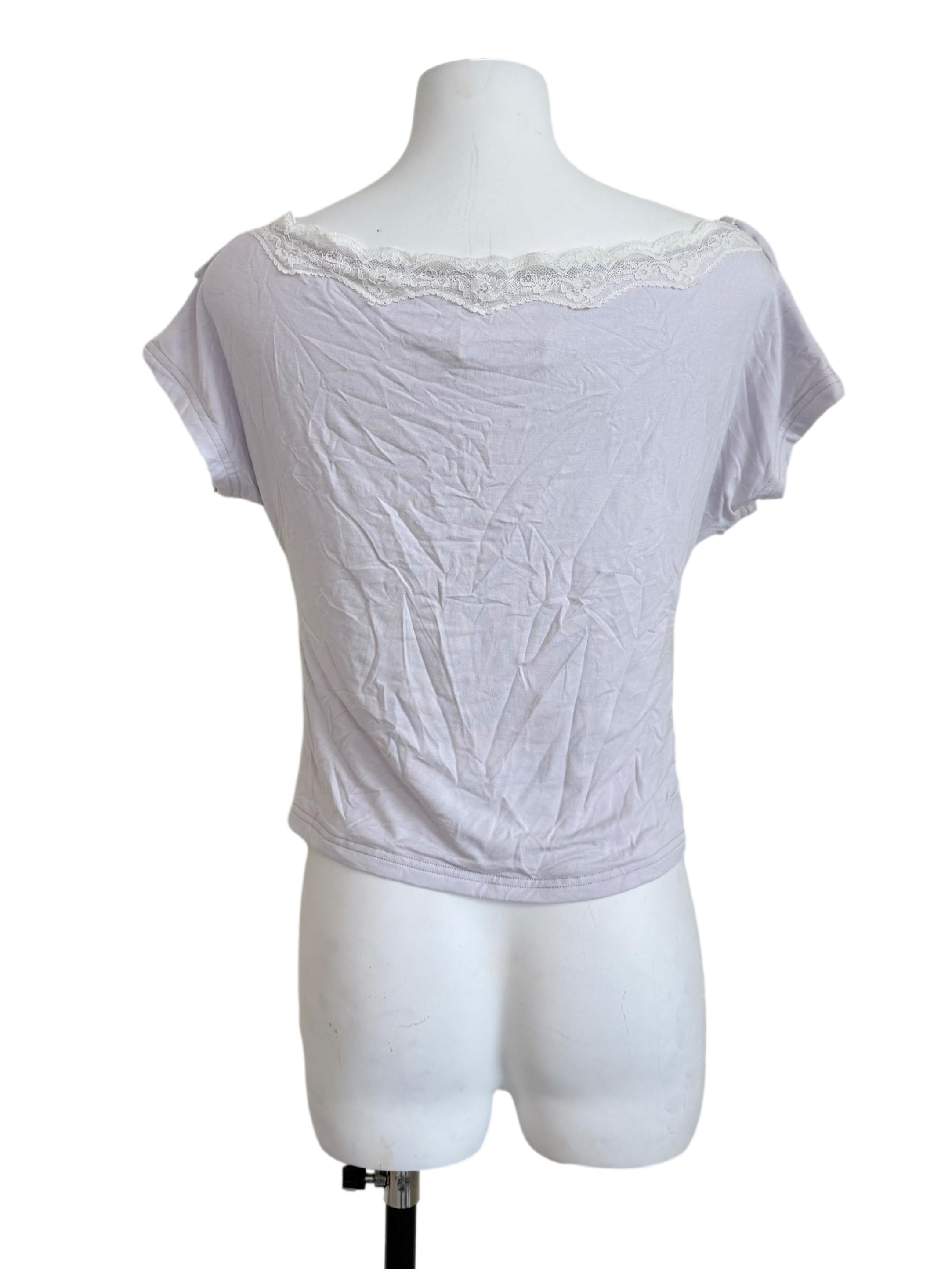 Periwinkle Purple Lace Neck Top