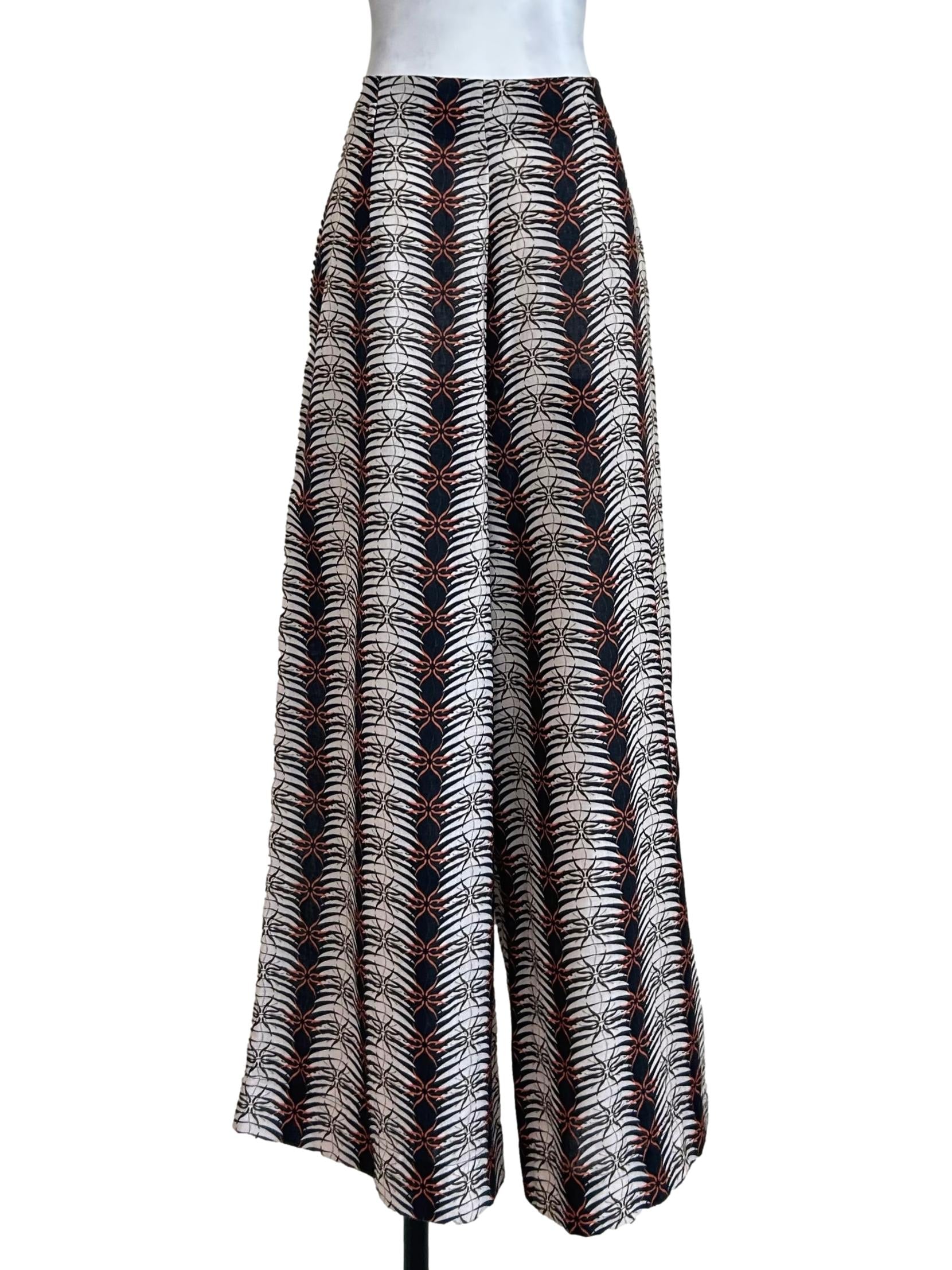 Black Cream Abstract Geometric Pants