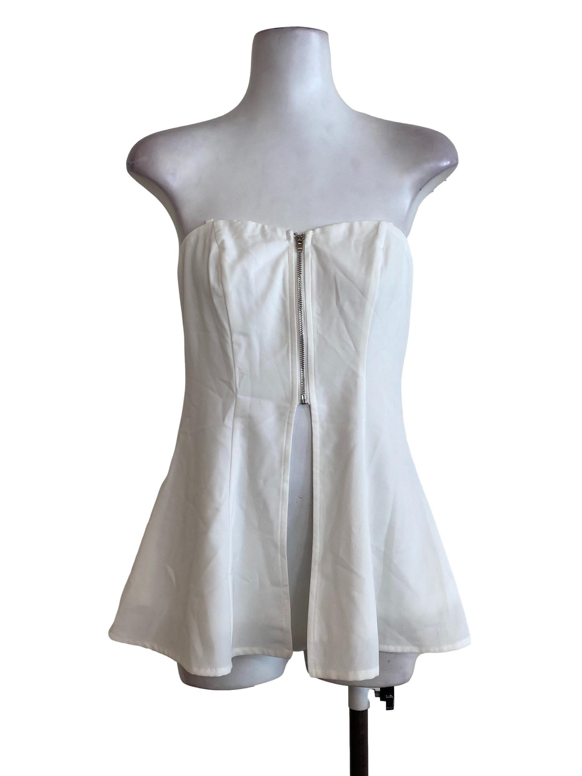 White Strapless Top