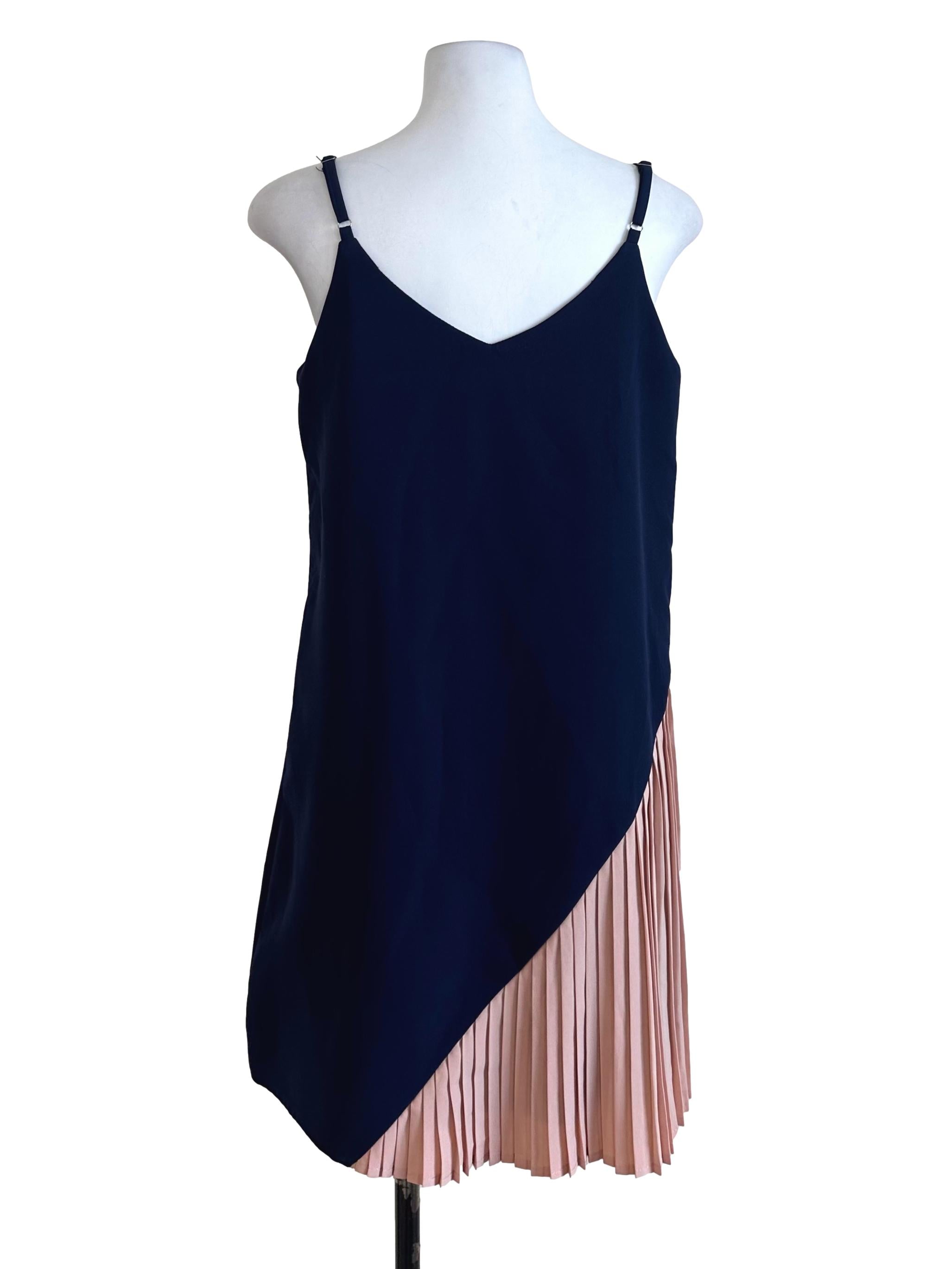 Blue Peach Plain Pleated Dress