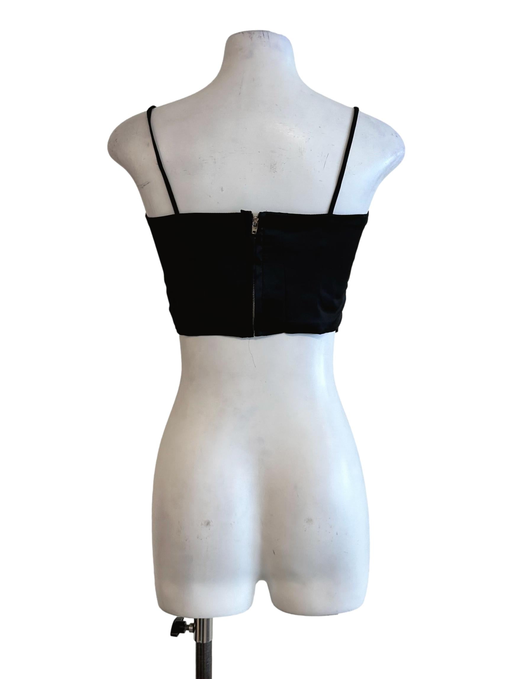 Black Padded Lace Pattern Top