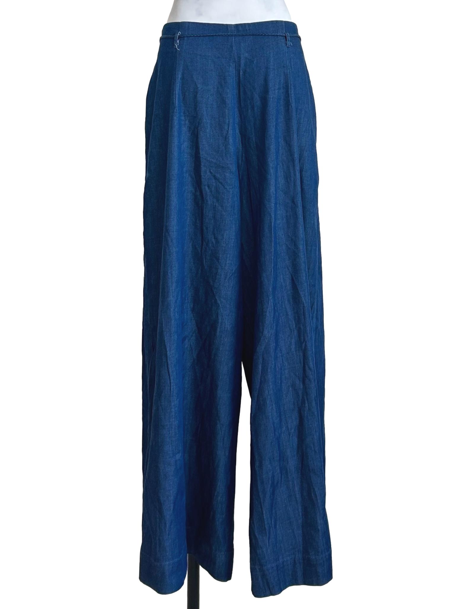 Indigo Blue Tie Waist Denim Pants