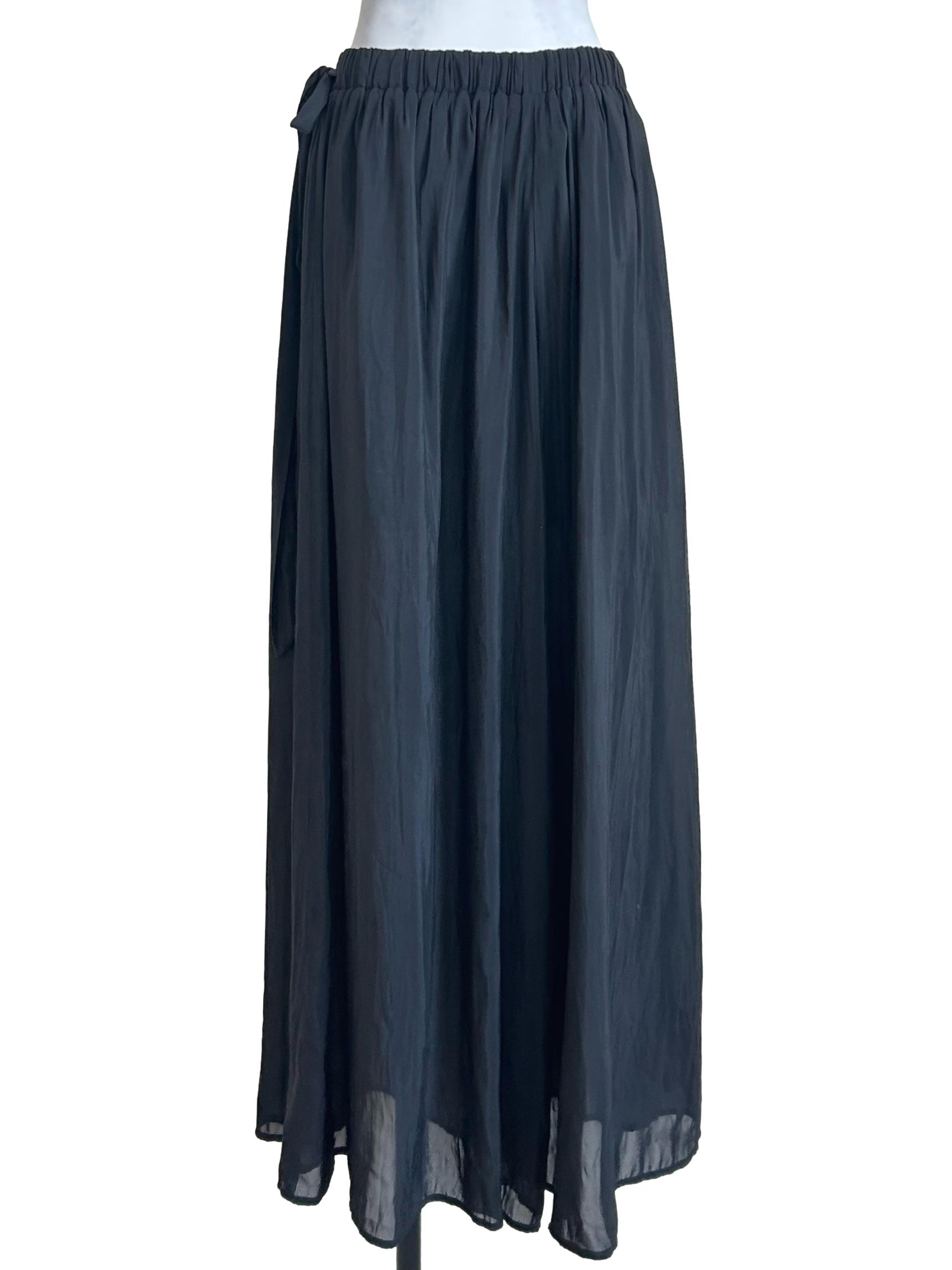 Black Semi Sheer Wide Trousers