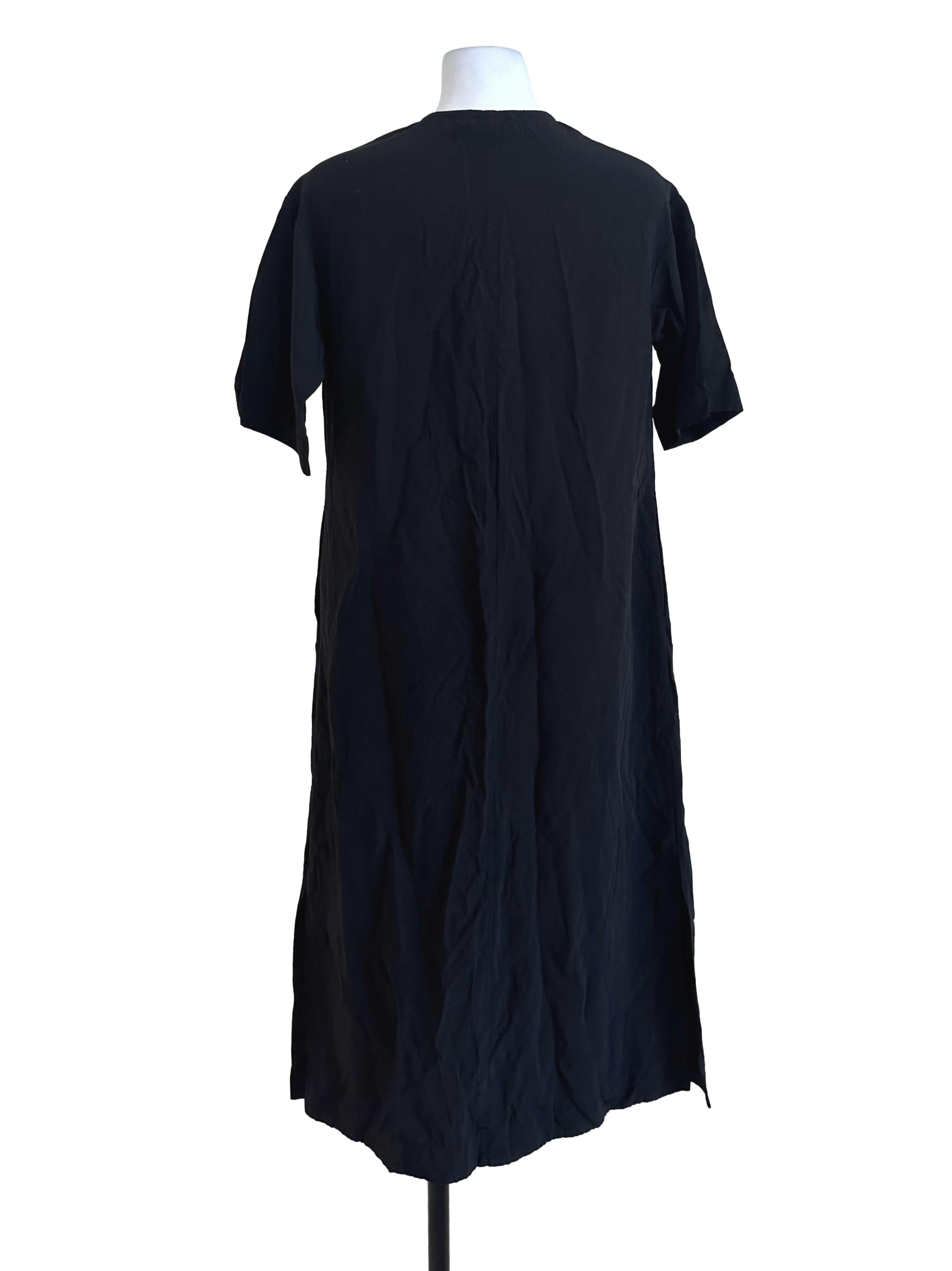 Black Plain V Neck Dress LB