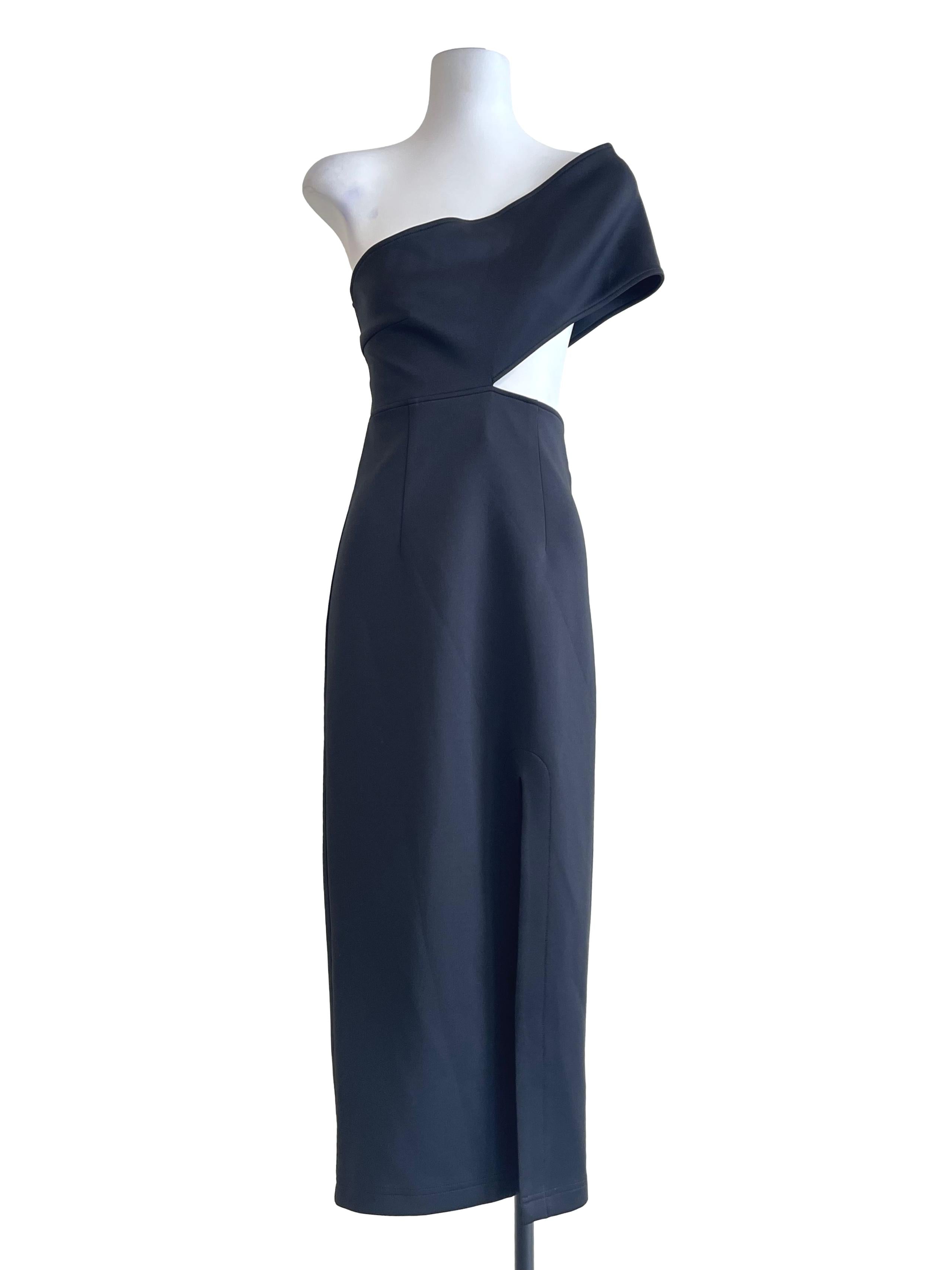 Jade Black Assymentrical Slip Dress