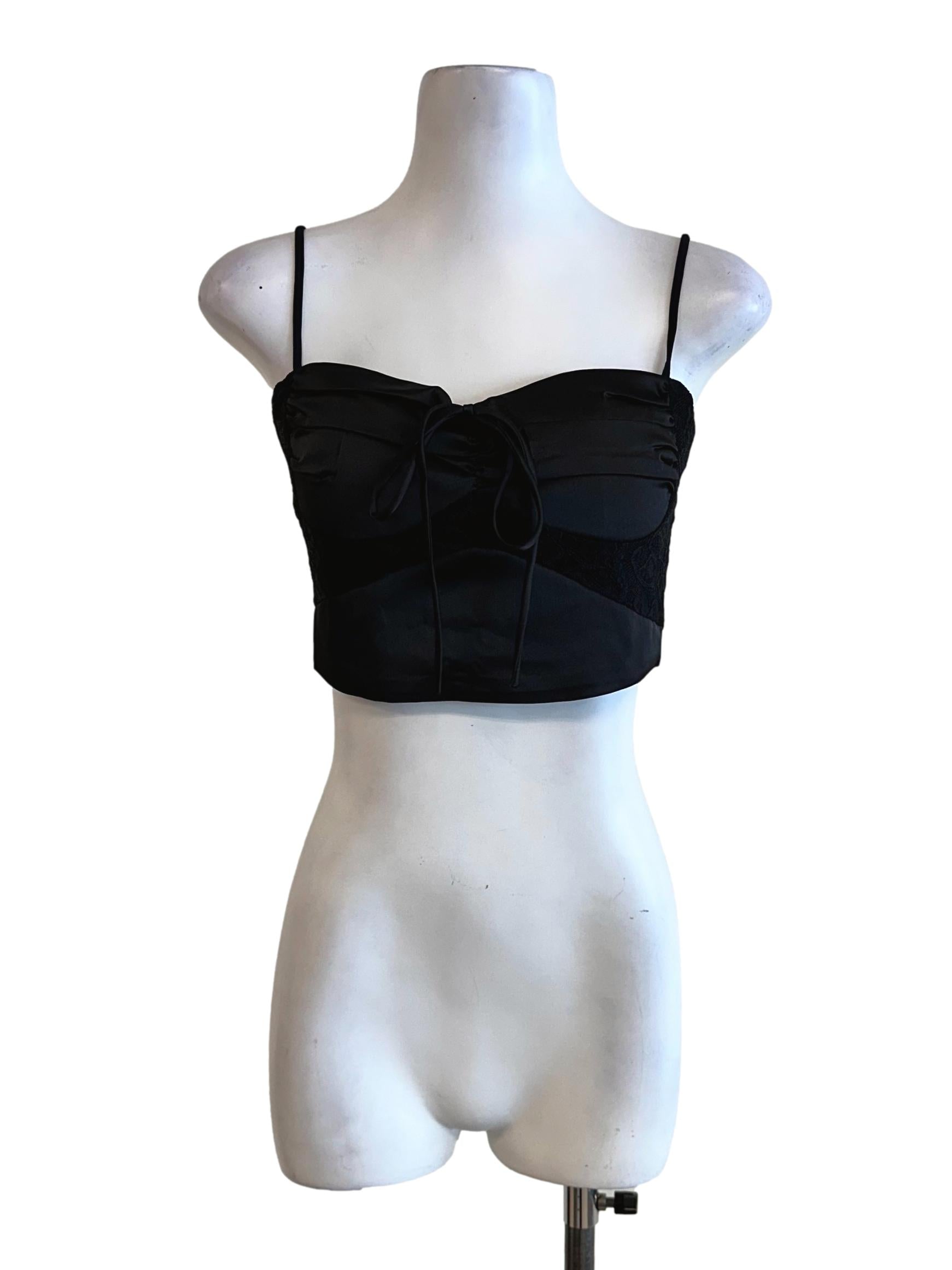 Black Padded Lace Pattern Top